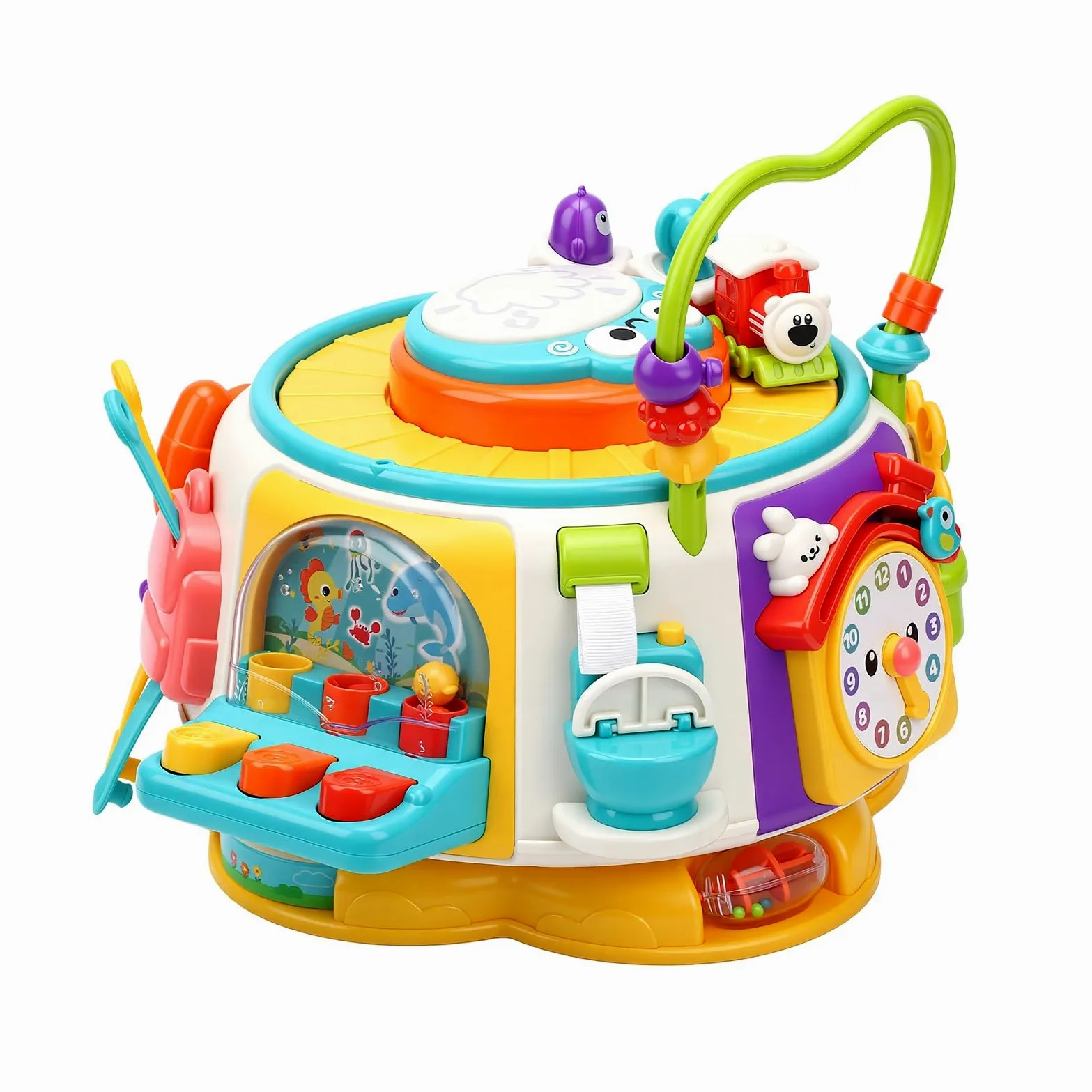 Activity Cube Baby, Giocattolo Educativo 6 Facce con Coordinazione | Materiale in ABS e Silicone, Gioco Interattivo Senza Batterie, Giocattolo per lo Sviluppo Sensoriale dei bambini.
