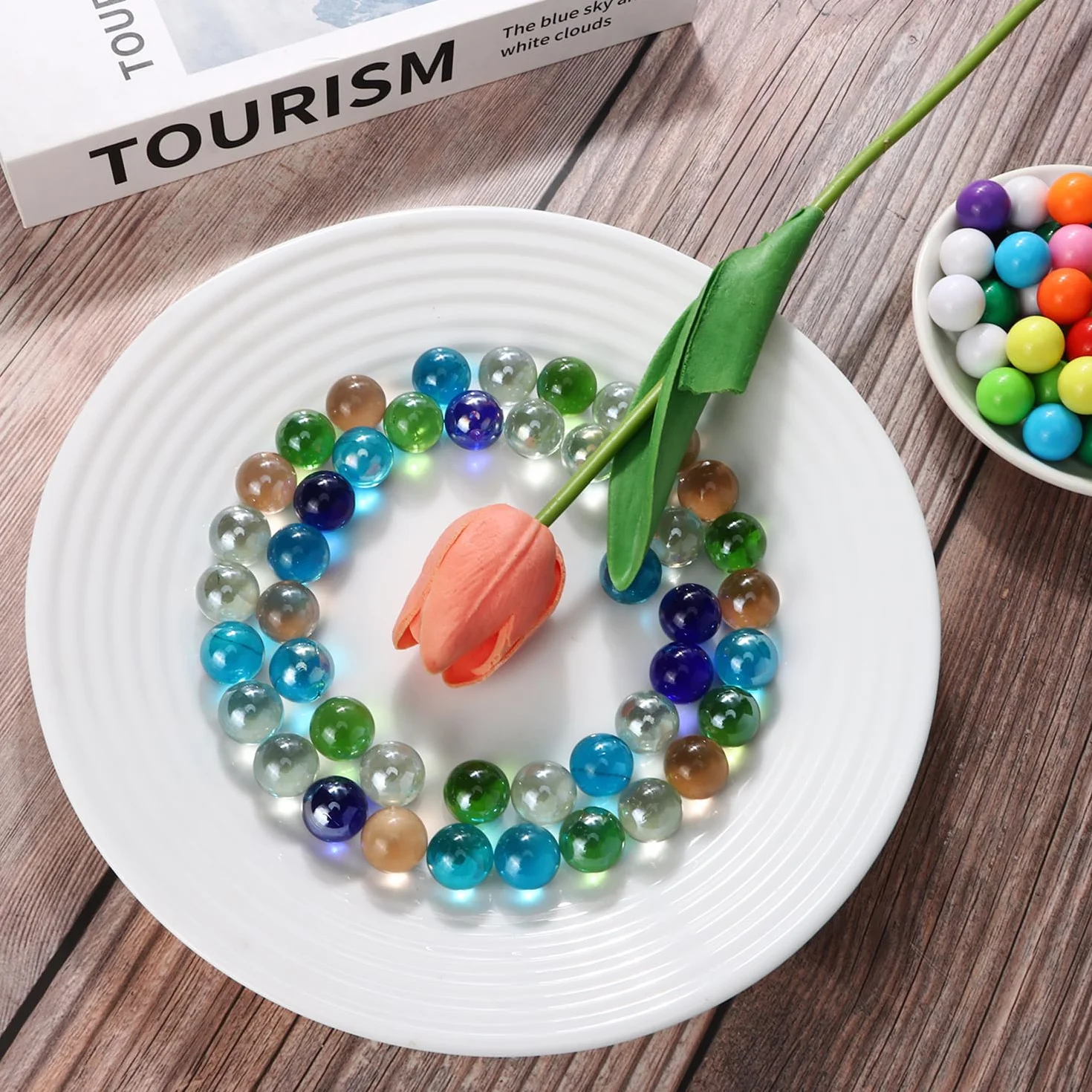 Biglie Colorate in Vetro 16 mm, Marmo di Vetro Giocattoli Tradizionali, 100 Pezzi