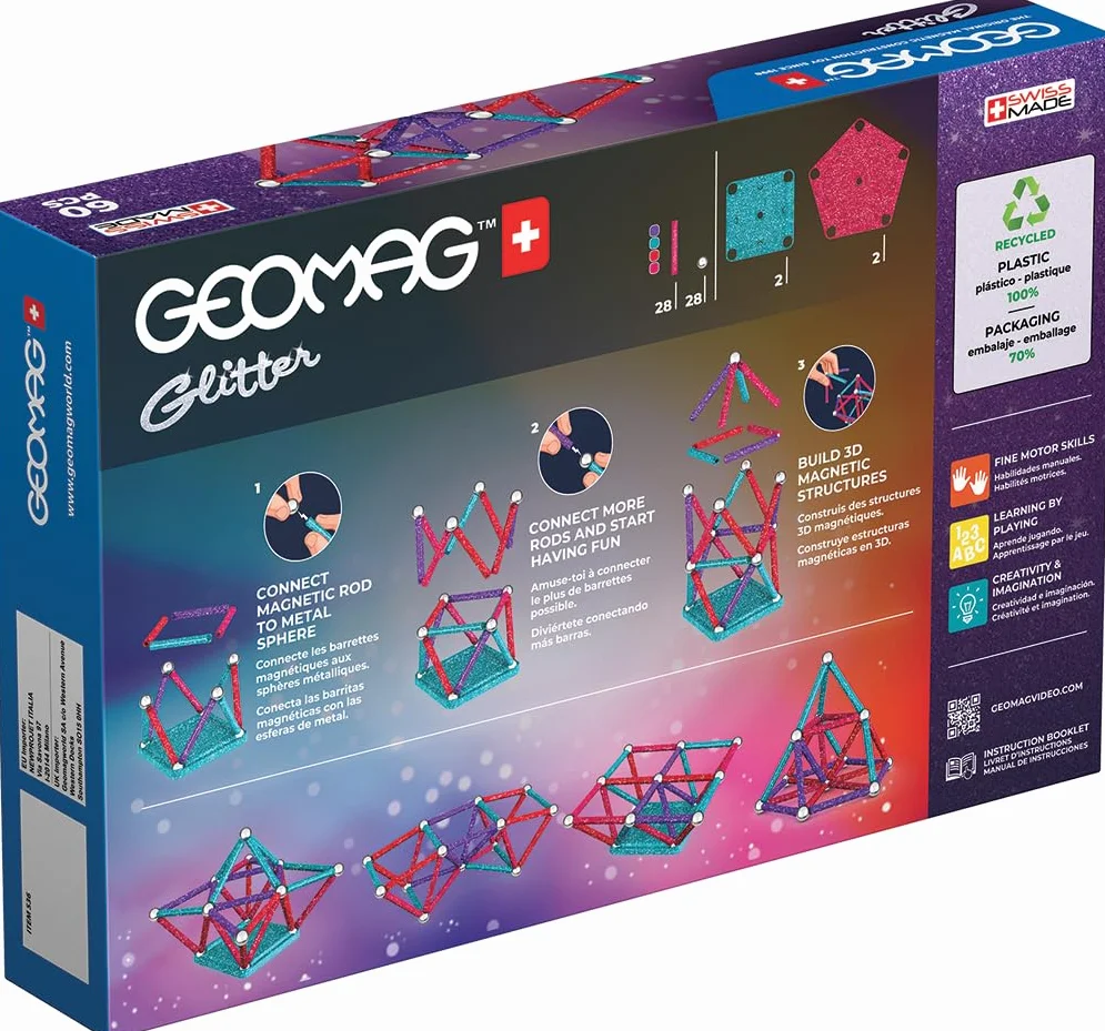 Geomag 536 Glitter Recycled 60 pcs