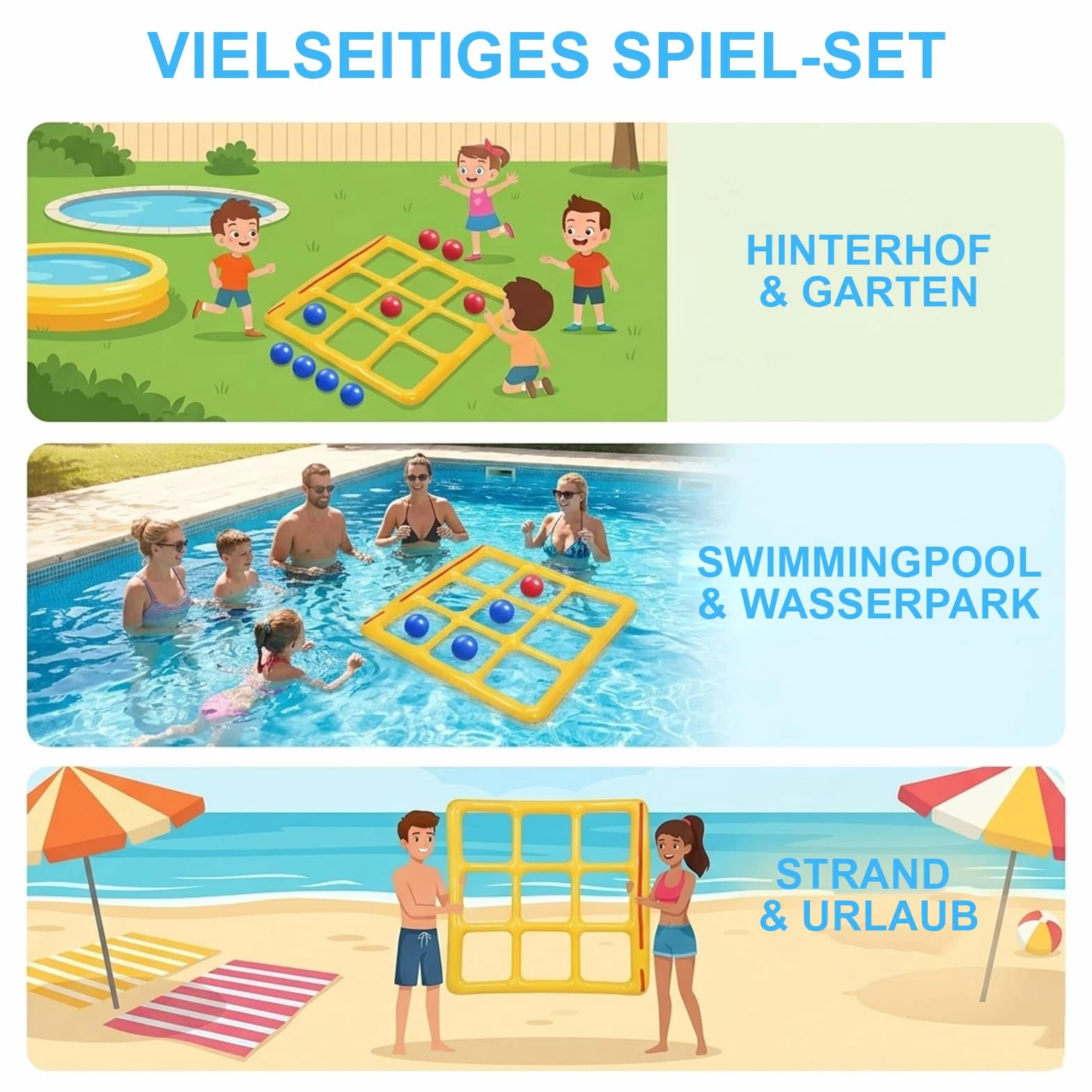 Giochi Piscina Tic Tac Toe, Giocattolo Gonfiabile per Piscina, Gonfiabili Piscina con 10 Palline, Galleggiante per Piscina Gioco, per Piscina, Spiaggia, Bambini e Adulti