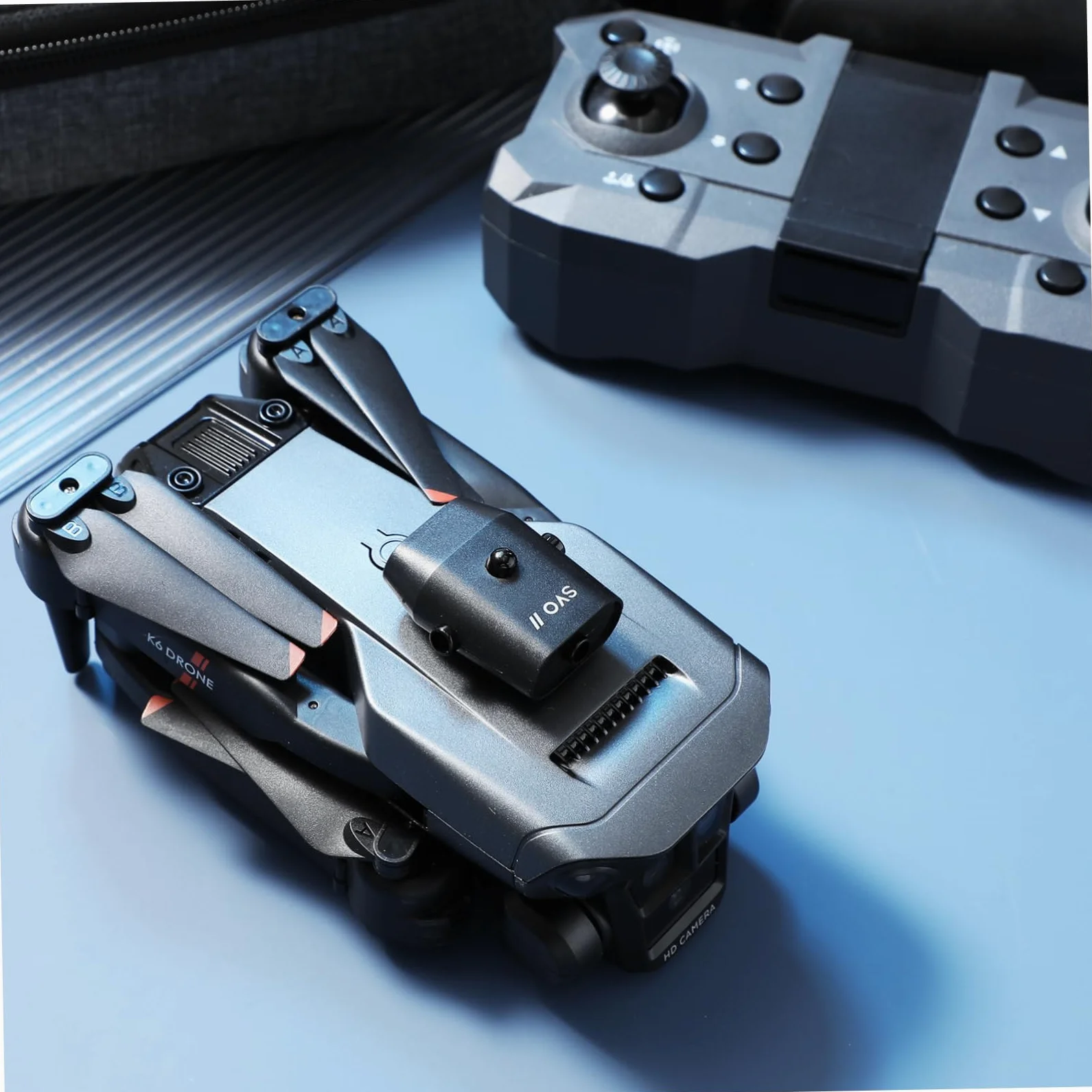 Drone Pieghevole Max con Tripla Fotocamera, Nero Abs | Obiettivo Elettrico 150°, Capacità 1800mah 3,7v, Doppie Batterie per Uso Adulto