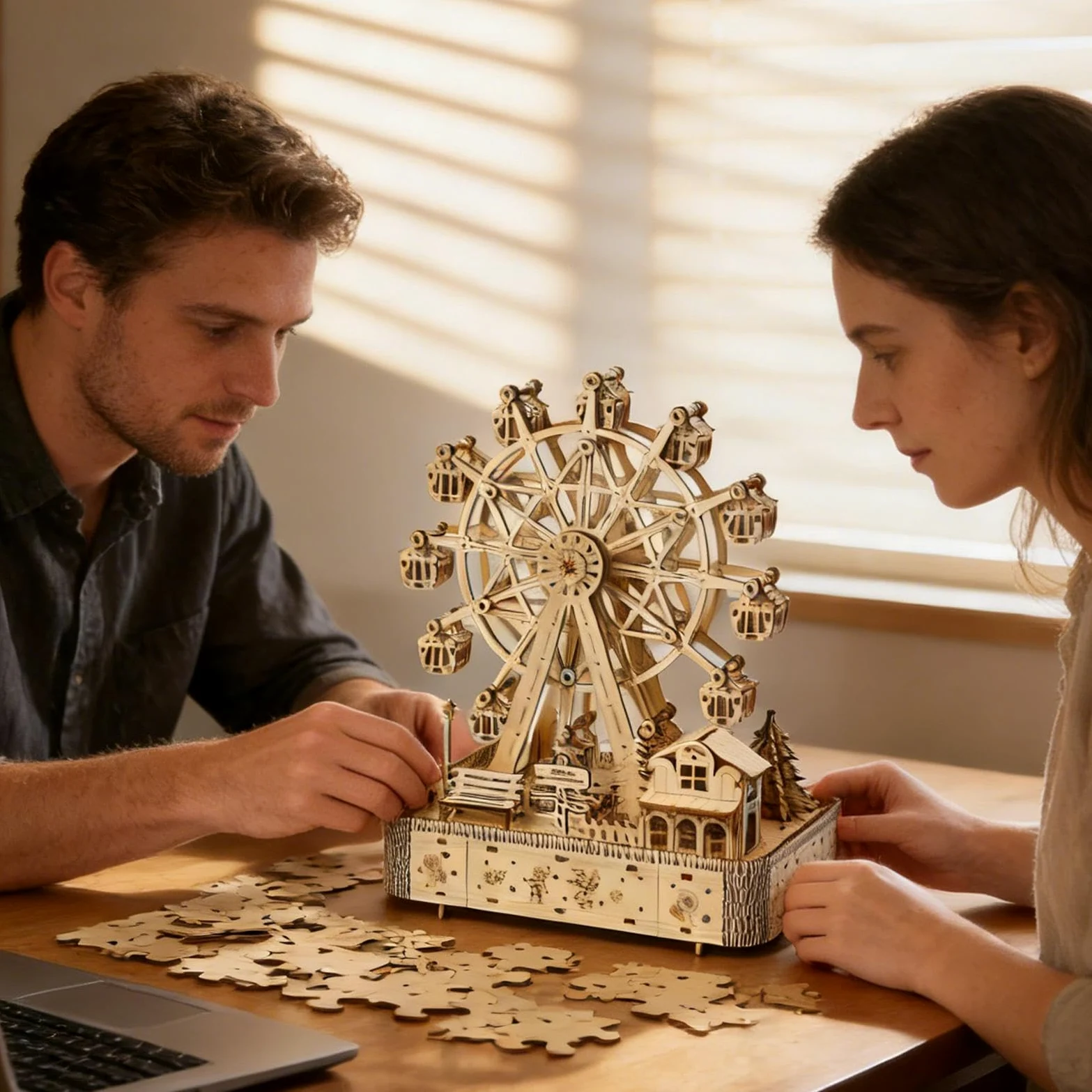 Puzzle 3D per Adulti Artigianato Della Ruota Panoramica | Kit Puzzle In Legno Da 183 Pezzi Con LED E Musica per Natale Ringraziamento Uomini Donne Adolescenti Bambini Hobby Casa