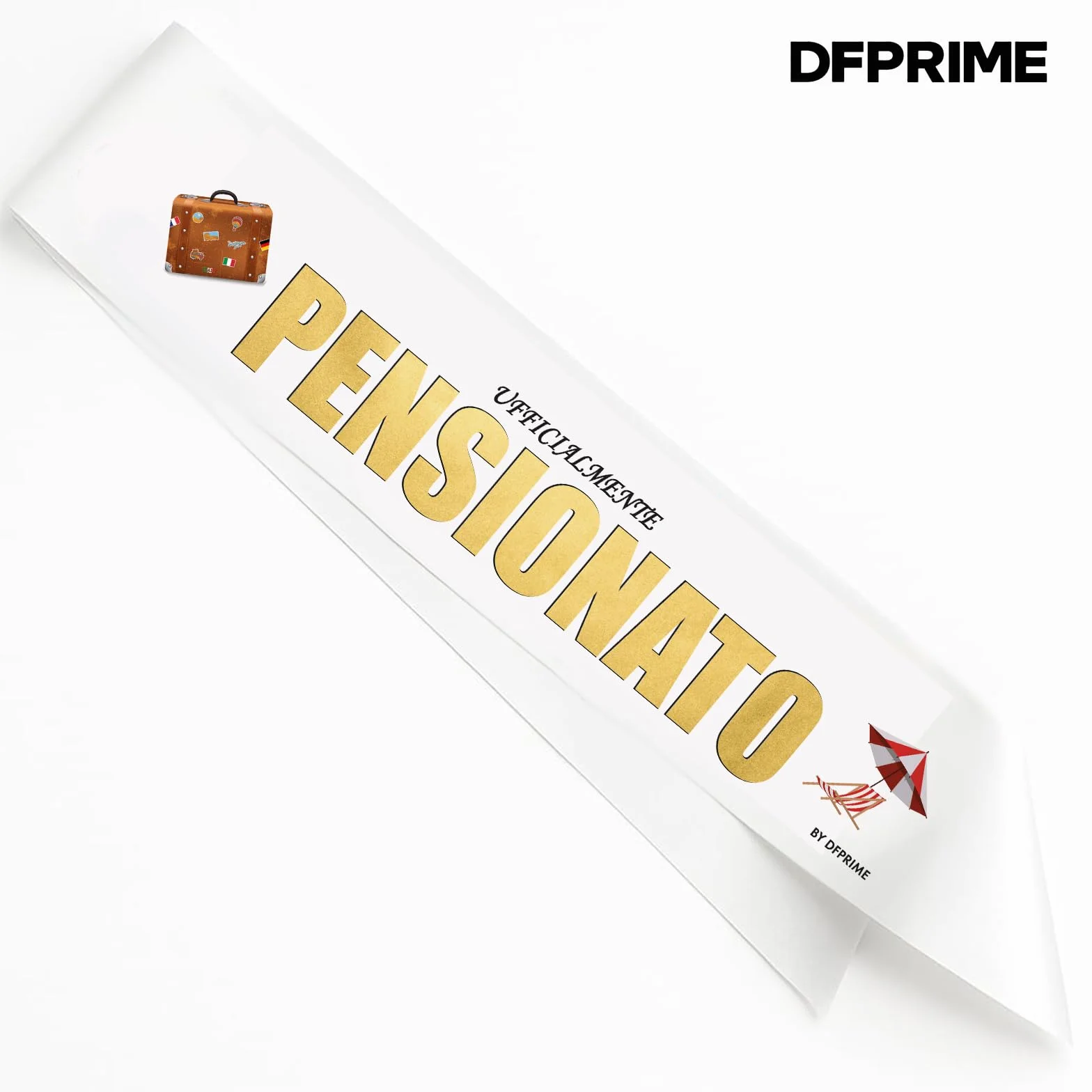 DFPRIME Fascia Ufficialmente Pensionato - Gadget Pensione Uomo - Idea Regalo Pensione Uomo Divertente - Fascia in Raso 2 Metri - Made in Italy per Festa Pensionamento - umarell