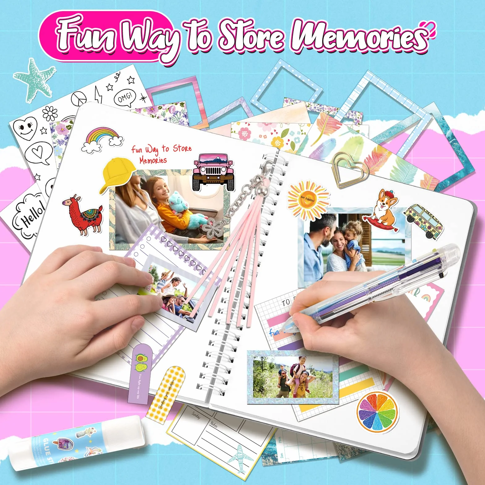 HappyKidsClub Regalo Bambina 4-10 Anni, Diario Segreto Scrapbooking Giochi 6-10 Anni Femmina, Cancelleria Gadget Compleanno Bullet Journal