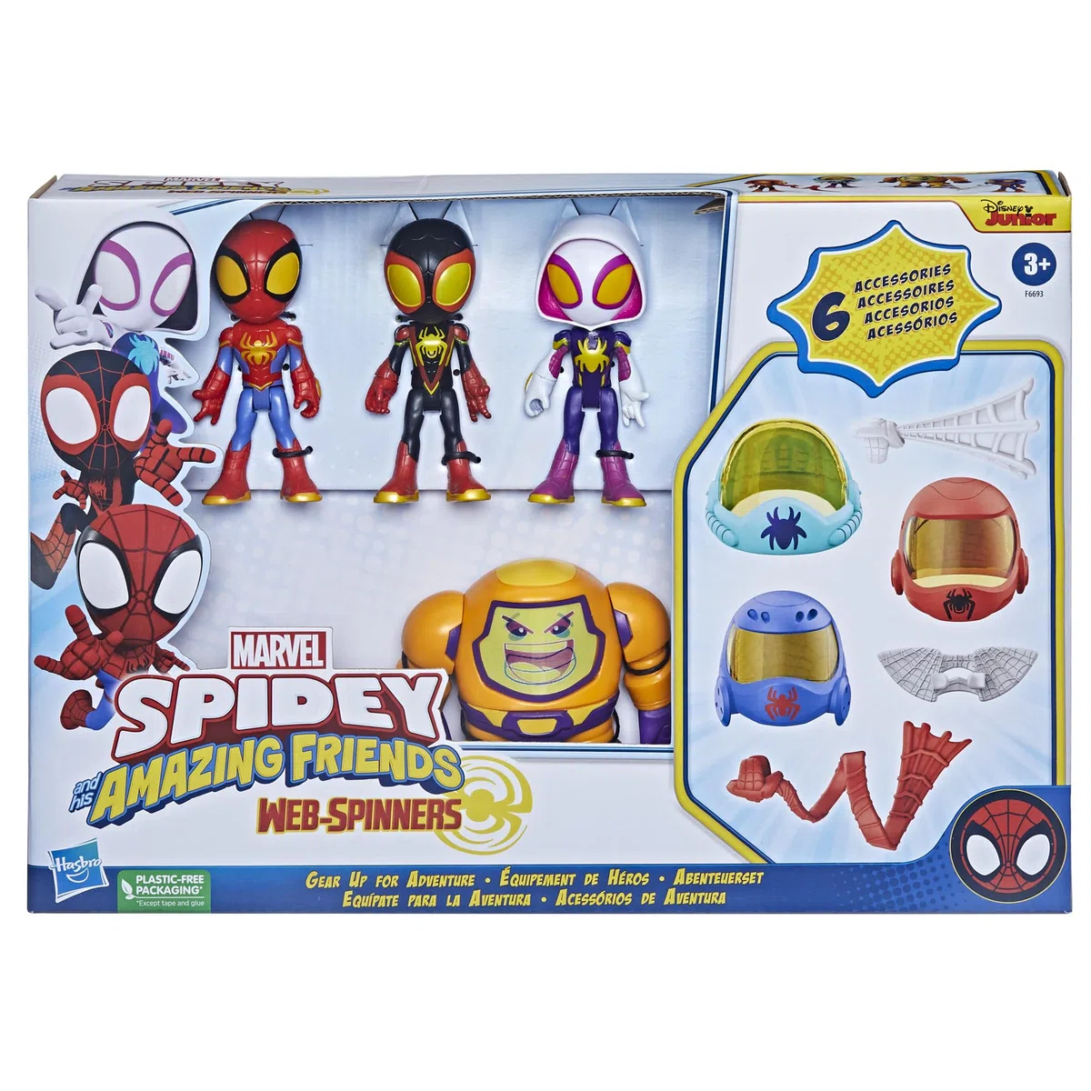 Marvel Spidey and His Amazing Friends Web-Spinners Gear Up For Adventure - Giocattolo del supereroe - Giocattoli della scuola materna, confezione da collezione