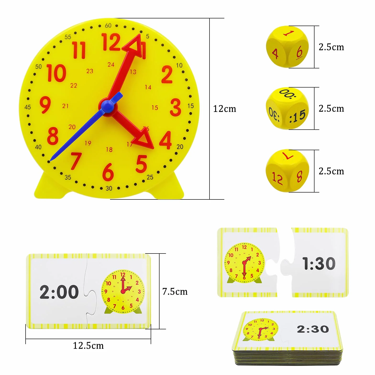 CONNECTION Orologio Giocattolo per Apprendimento Modello di Orologio Didattico Precoce Regali per Bambini Impara a Leggere L'orologio Orologi Educativo Regalo per 5 + Anni Ragazzo Ragazza Studenti