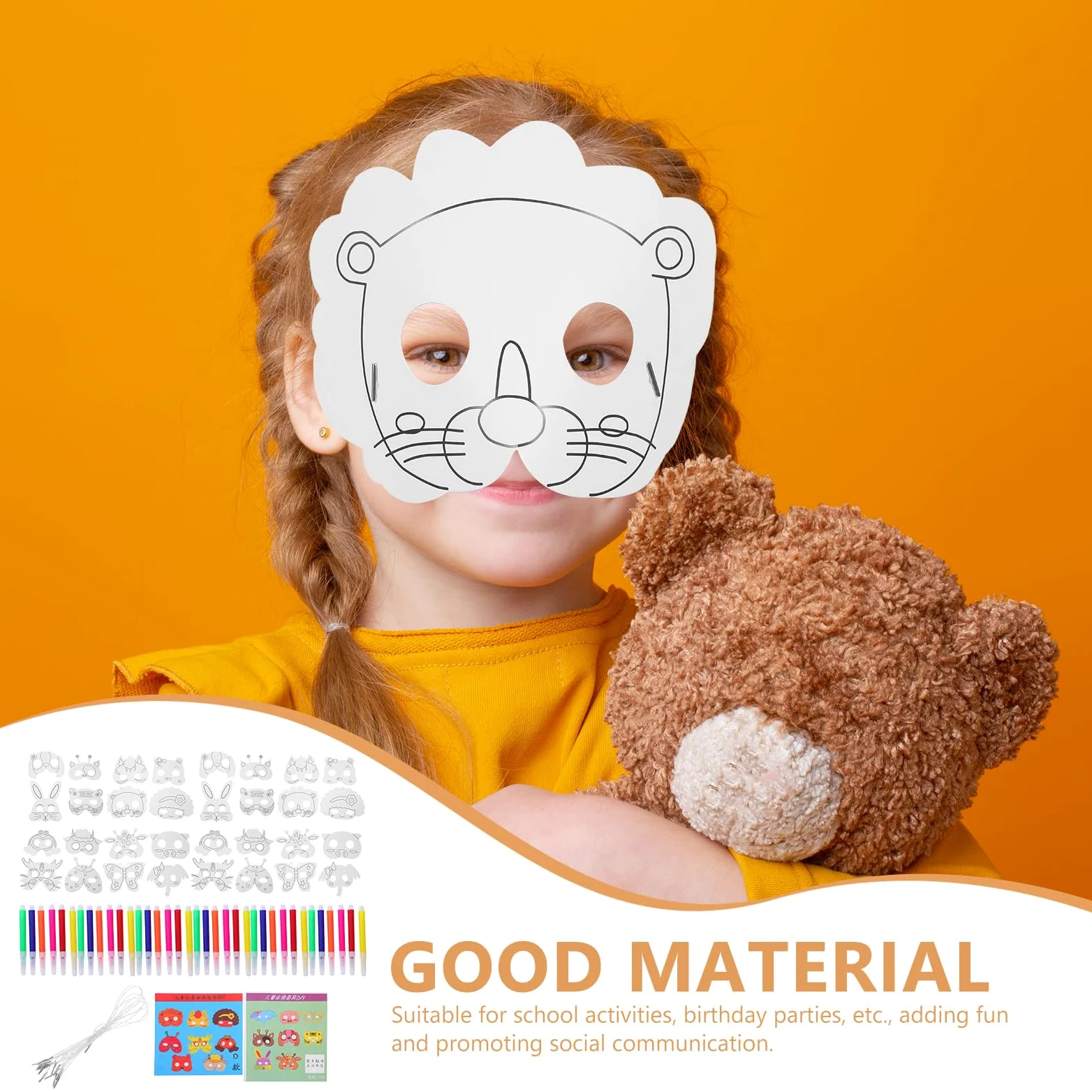 BESTonZON Maschere di Carta Bianche per Animali Maschere da Dipingere per Ragazzo Ragazza e Adulti Kit di Artigianato Artistico per Feste di Compleanno Feste Tema e Cosplay