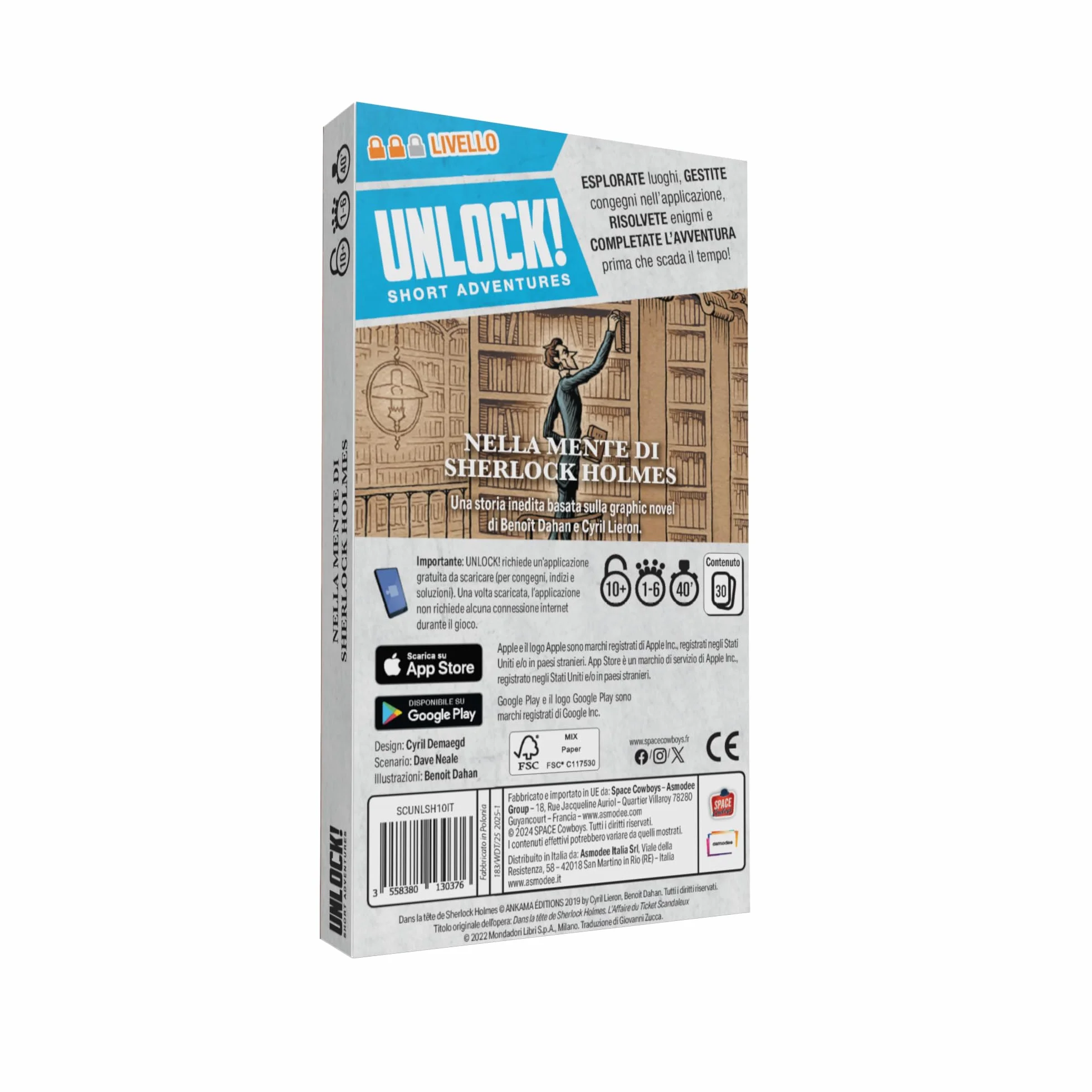 Asmodee Unlock! Short Adventures Nella Mente di Sherlock Holmes Gioco da Tavolo Enigmi 10+ Anni 1-6 Giocatori