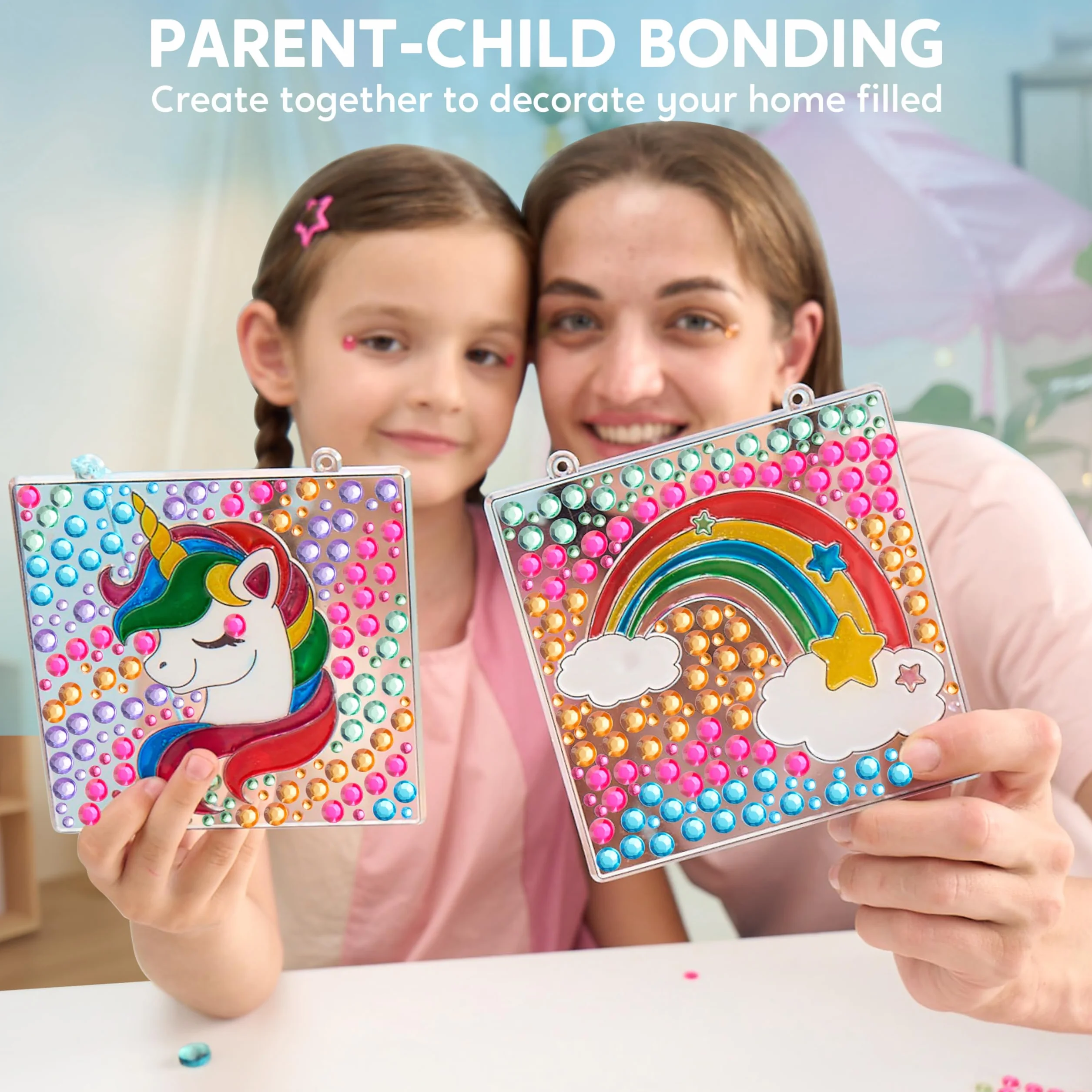 Klever Kits Suncatcher Craft Kit per bambini, Arti e mestieri per bambini dai 6 ai 12 anni, Kit di pittura con diamanti, Regali per ragazze, Regali di compleanno