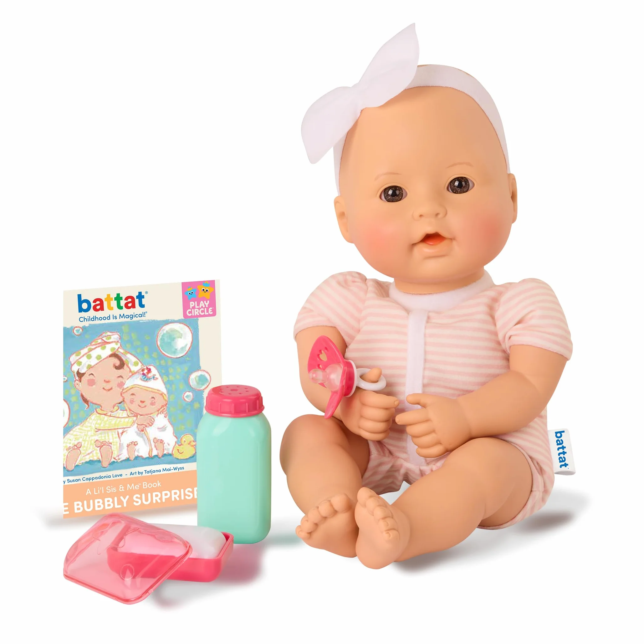 Baby Sweetheart - Tempo di bagno - bambola neonato dal corpo morbido di 30,5 cm con accessori - con libro di fiabe di facile lettura