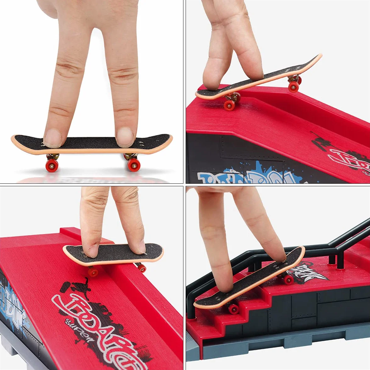 KETIEE Mini Skateboard da Dita con Rampa e Set di Accessori, Mini Finger Skateboards Rampa, Finger Toy Skatepark Rampe, Fingerboard Skate Park Kit per i Regali dei Bambini