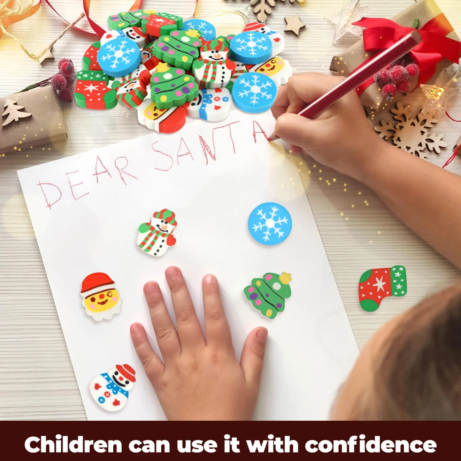 Amaxiu Gomme da Matita Natalizie per Bambini, 24 Pezzi Gomme da Cancellare Babbo Natale Divertenti a Vacanza Invernali per Scrivania Fiocchi di Neve Piccole Regalo Regali Scuola Aula Studente 6 Stili