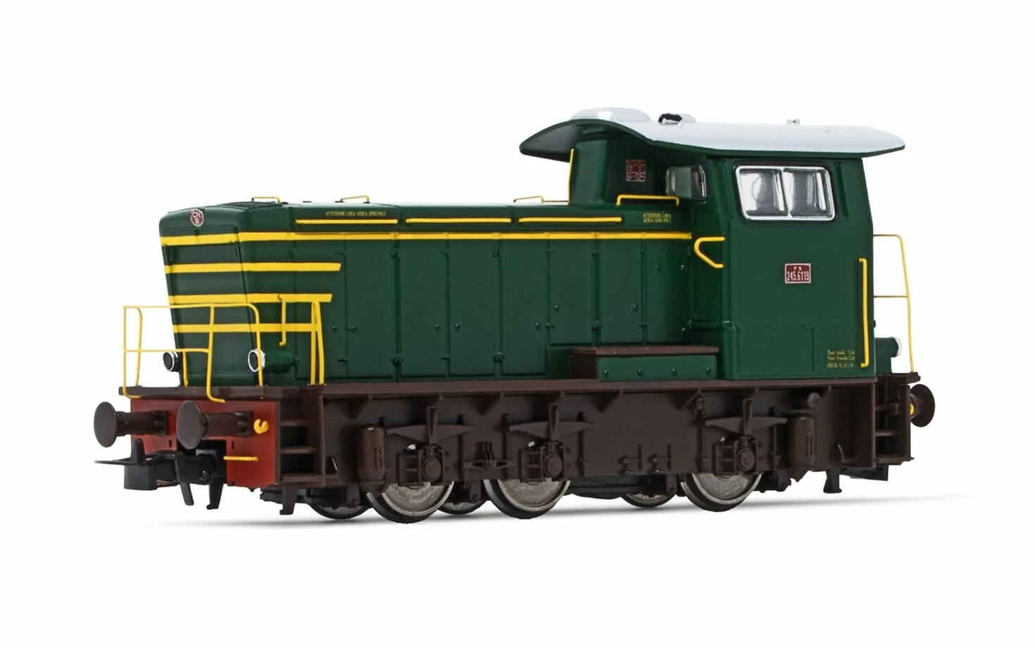 Rivarossi Hr2931 FS, Locomotiva Diesel da Manovra Classe 245, Verde con Strisce Gialle, Senza Corrimano Laterali, Episodio IV Loco, Diesel