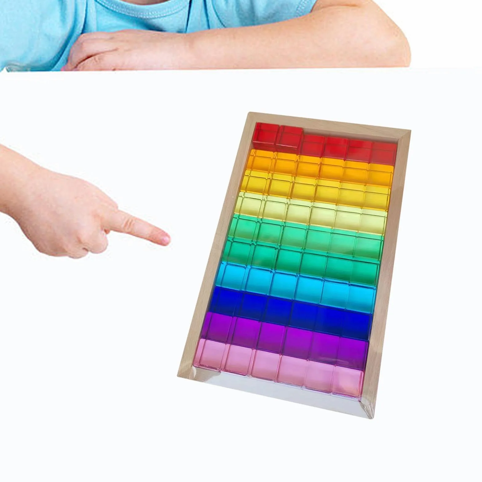 Giocattoli per L'allenamento Sensoriale con Blocchi da Costruzione Arcobaleno Realizzati in Cubi Acrilici per Il Gioco Creativo