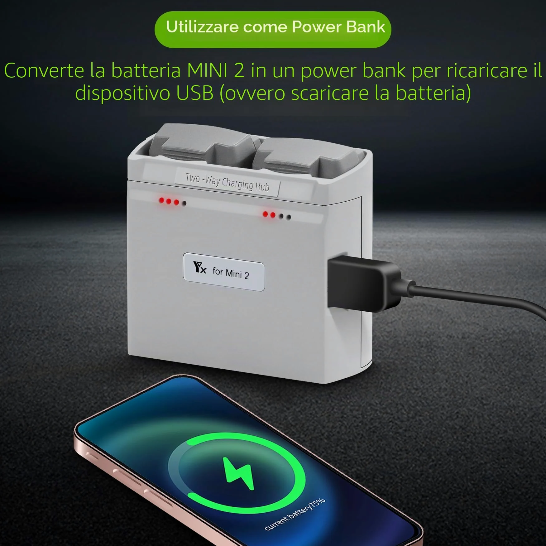 Caricatore Batteria Parallelo Multifunzione con Carica di Archiviazione per DJI Mini 4K/2/2 SE, Mini SE Drone, Hub di Ricarica Bidirezionale, Accessori per Doppia Batteria