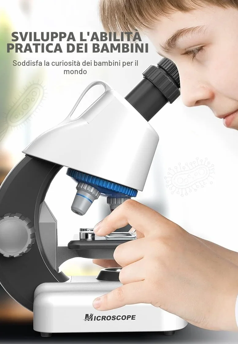 STEM Microscopio per bambini Studente Principiante per Bambini Microscopi Scientifico kit Monoculari 40X- 1200X con di Scienze Educative 6+Anni