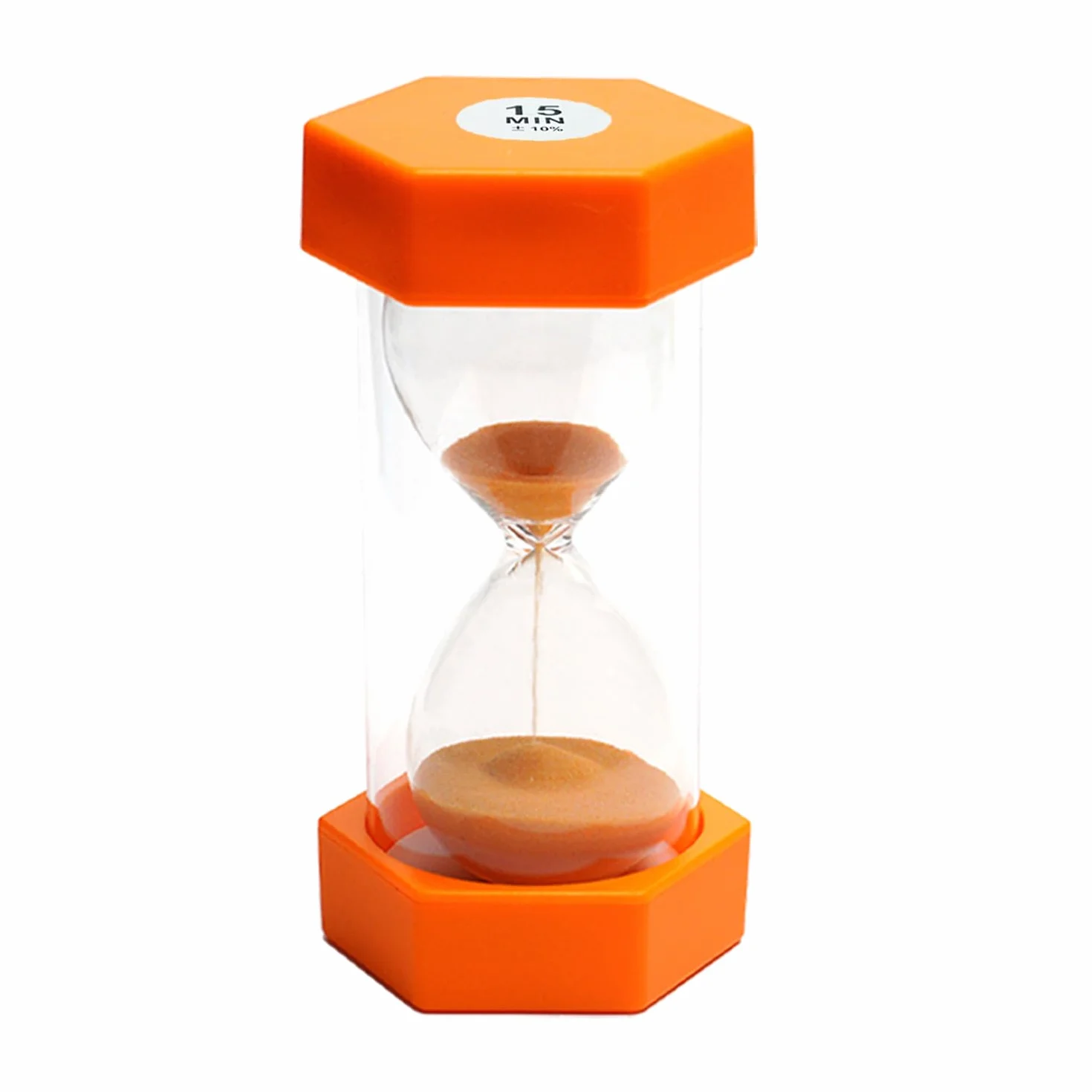 Clessidra con sabbia, timer per bambini, timer da cucina, decorazione per la gestione del tempo, clessidre colorate, perfetto in casa, classe, cucina, ufficio, giochi, 15 minuti, arancione