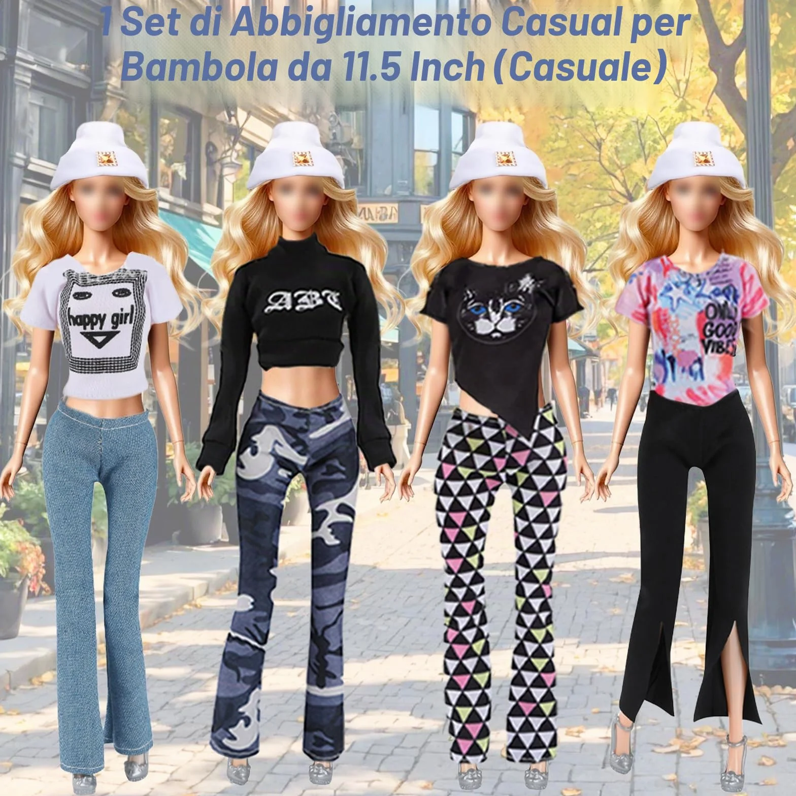 Set di 18 vestiti per bambola, elegante con colletto in pelle di jeans, mantello in pelliccia, abbigliamento sportivo per la casa