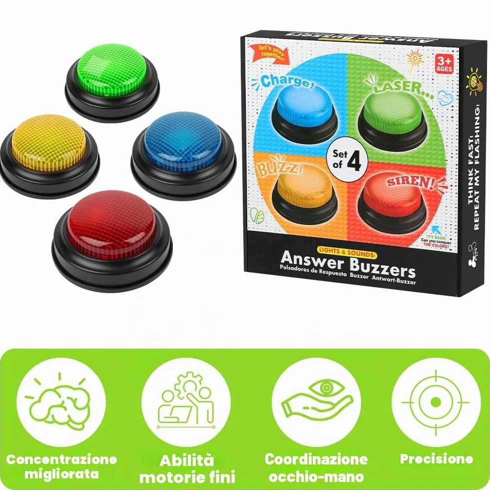 4PCS Quiz Buttons, Buzzer Game Show Buttons, Rispondi Al Cicalino Con Luce E Suono Di Allarme, Pulsanti Colorati, Giochi Per Bambini, Materiale Didattico, Giochi Quiz, Gioco Di Famiglia