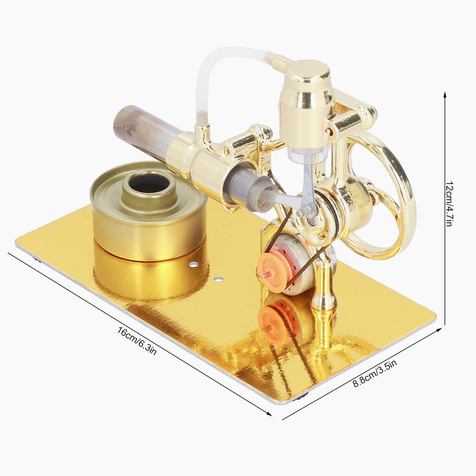 Fdit Motore Stirling con Generatore di Corrente, 16x8,8cm, per Generatore | Costruzione in ferro, progetto scientifico, modello iconico, apprendimento pratico