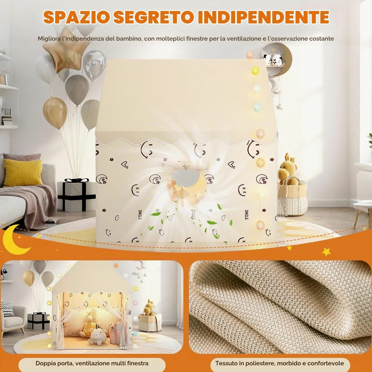 Ergocar Tenda Per Bambini Interno All'Aperto Game House Castle Con Mat Ball Light Cloud Butterfly Adatto Ai Ragazzi e Alle Ragazze Di Toddlers