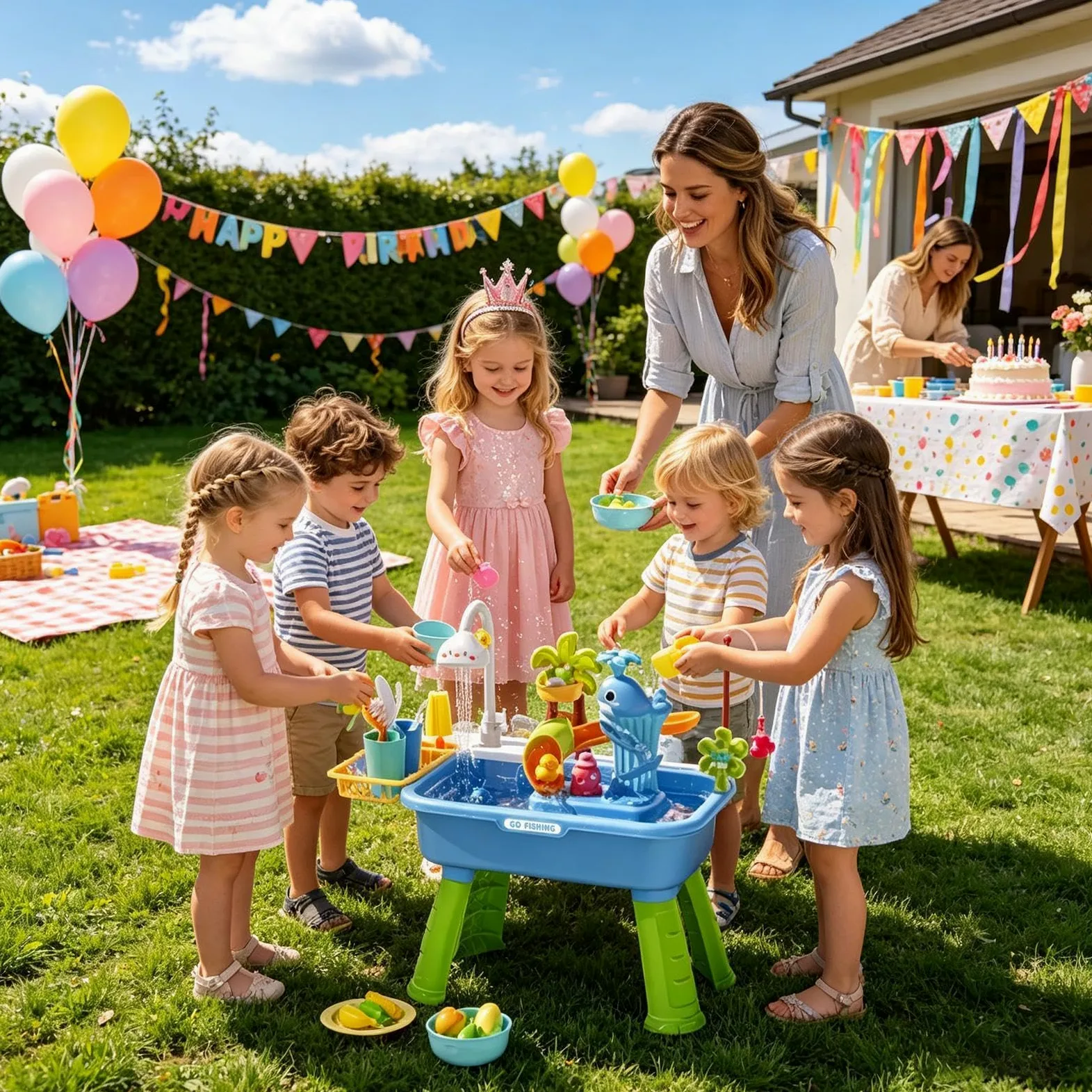 Tavolo d'Acqua Di Pesca Giocattolo Sensoriale | Tavolo Da D'Acqua Da Esterno Per Maschi Bambino Giardino Spiaggia Asilo Scuola Materna Campeggio Interno Patio