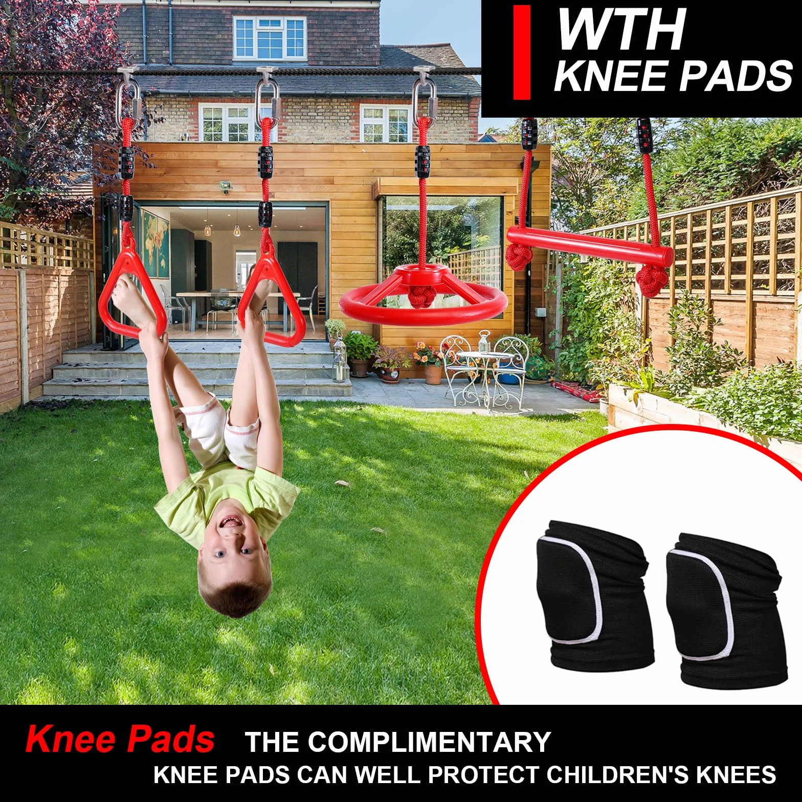 Ninja Slackline Kit, 15M Ninja Linea Viene fornito con Kit da Ostacoli Sospeso per Bambini completi e sicuri