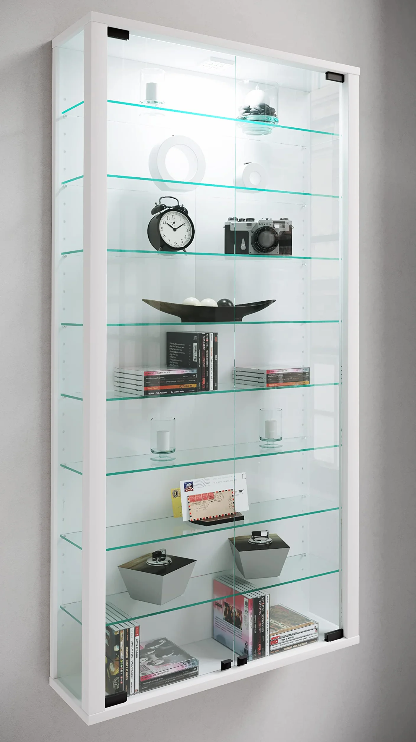 VCM "Vitrosa Maxi Armadietto da Parete, Senza Luce a LED, Colore: Bianco