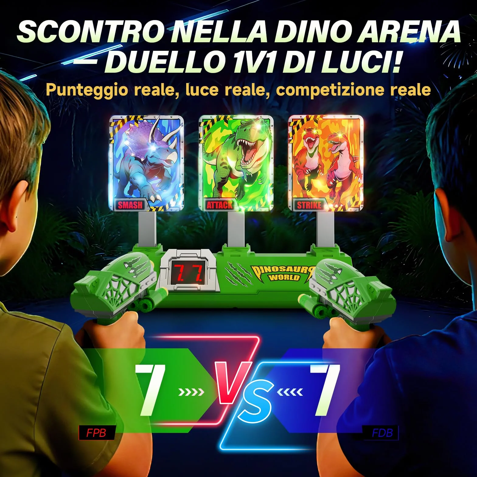 Dinosauri Tiro Bersaglio Elettrico Digitale con Pistola Giocattolo per Bambini 3-12 Anni