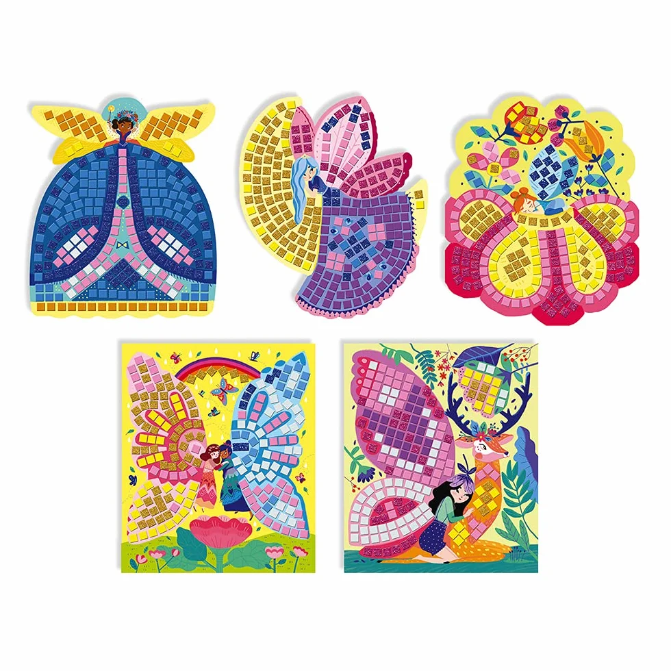 Janod Set Creativo Mosaici in Gommapiuma Fate, Les Ateliers Du Calme, Abilità Motorie Fini E Apprendimento della concentrazione, dai 5 Anni in su, J07960, Multicolore, 22 x 4 x 26 cm