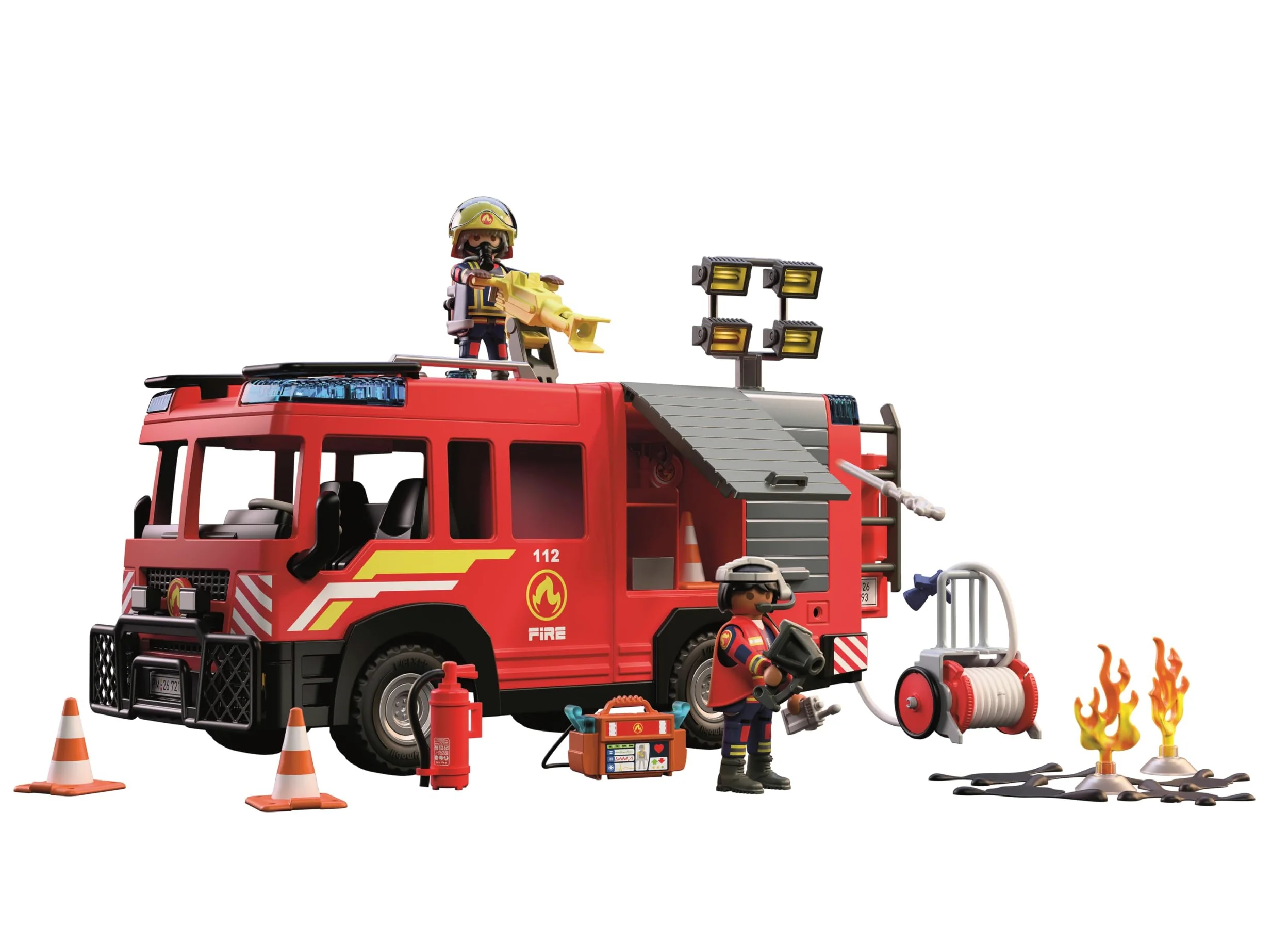 PLAYMOBIL | City Action | Automezzo di soccorso dei pompieri | Veicolo con luci e suoni, cannone ad acqua, proiettili in schiuma e ampia attrezzatura | Per bambini da 4 anni | 72193