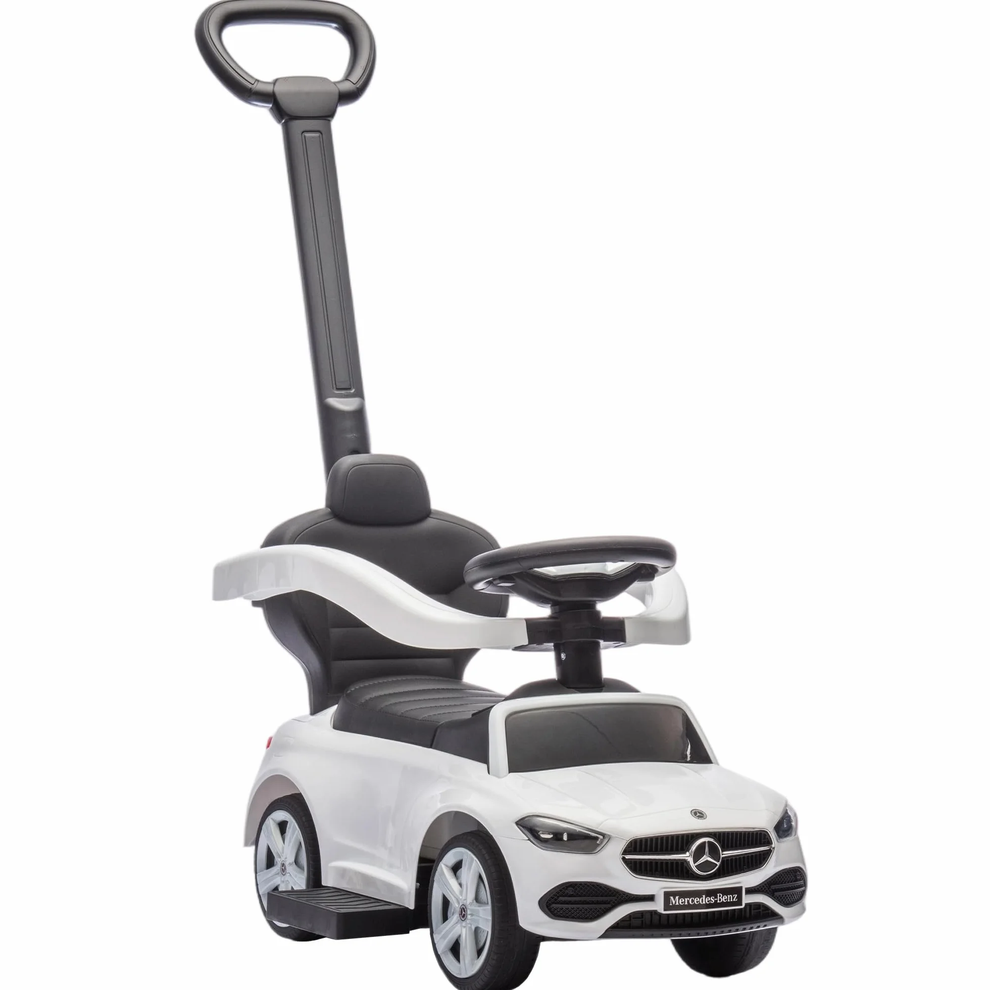AIYAPLAY Macchina Primi Passi Cavalcabile per Bambini 1-3 Anni Convertibile in Passeggino PP e Acciaio, 91x40x83 cm, Bianco