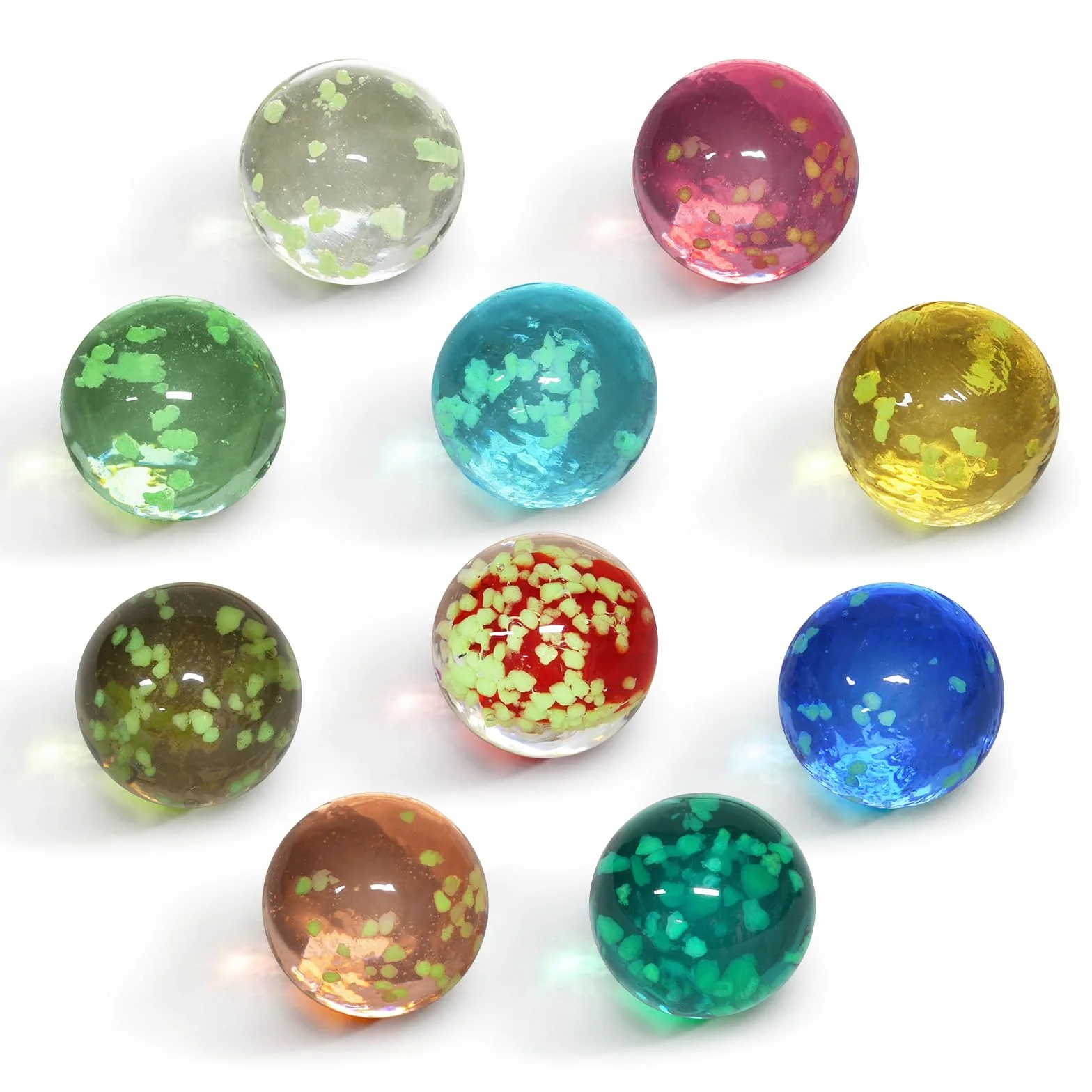 Ainiv 10Pz Palline di Vetro Luminose per Bambini, Biglie Colorate Decorative Che Si Illuminano al Buio