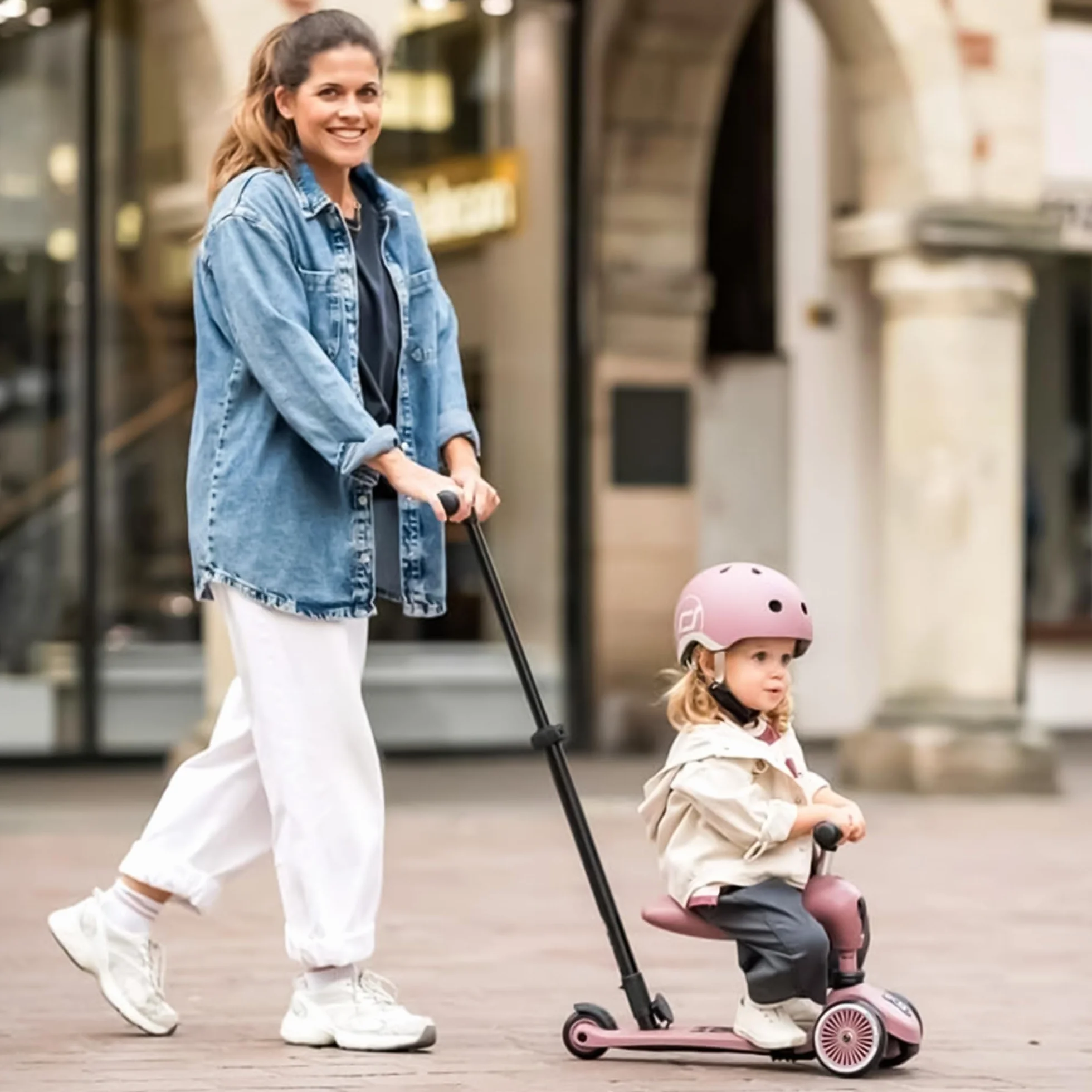 Scoot and Ride Highwaykick 1 Push & Go Wildberry 2 in 1 con seduta e barra di spinta altezza regolabile per bambini da 1 a 5 anni