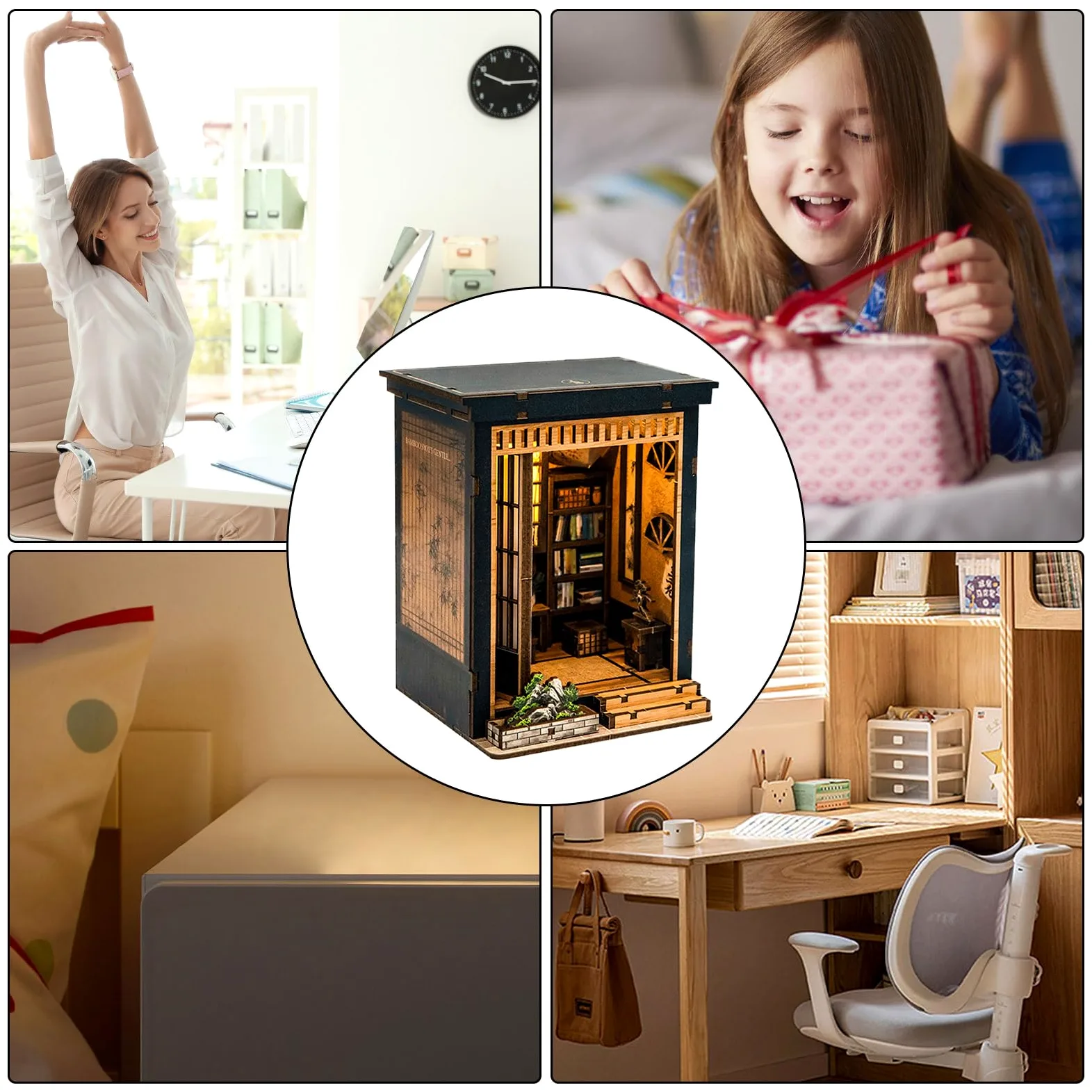 Kit casa in miniatura decorazione per ufficio in legno stile giapponese | Set Casa Libri In Miniatura Per Adulti Adolescenti Collezionisti Festa Compleanno Soggiorno Camera Da Letto Ufficio Vetrina