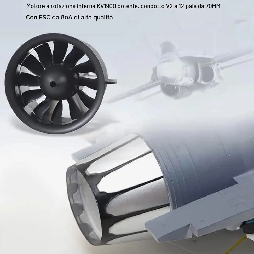 GuyAna Aereo telecomandato di Grandi Dimensioni 49 Pollici, Caccia per Aereo RC a 6 canali da 2,4 GHz con Motore brushless, Carrello di atterraggio Retrattile, RTF Facile e Pronto a volar