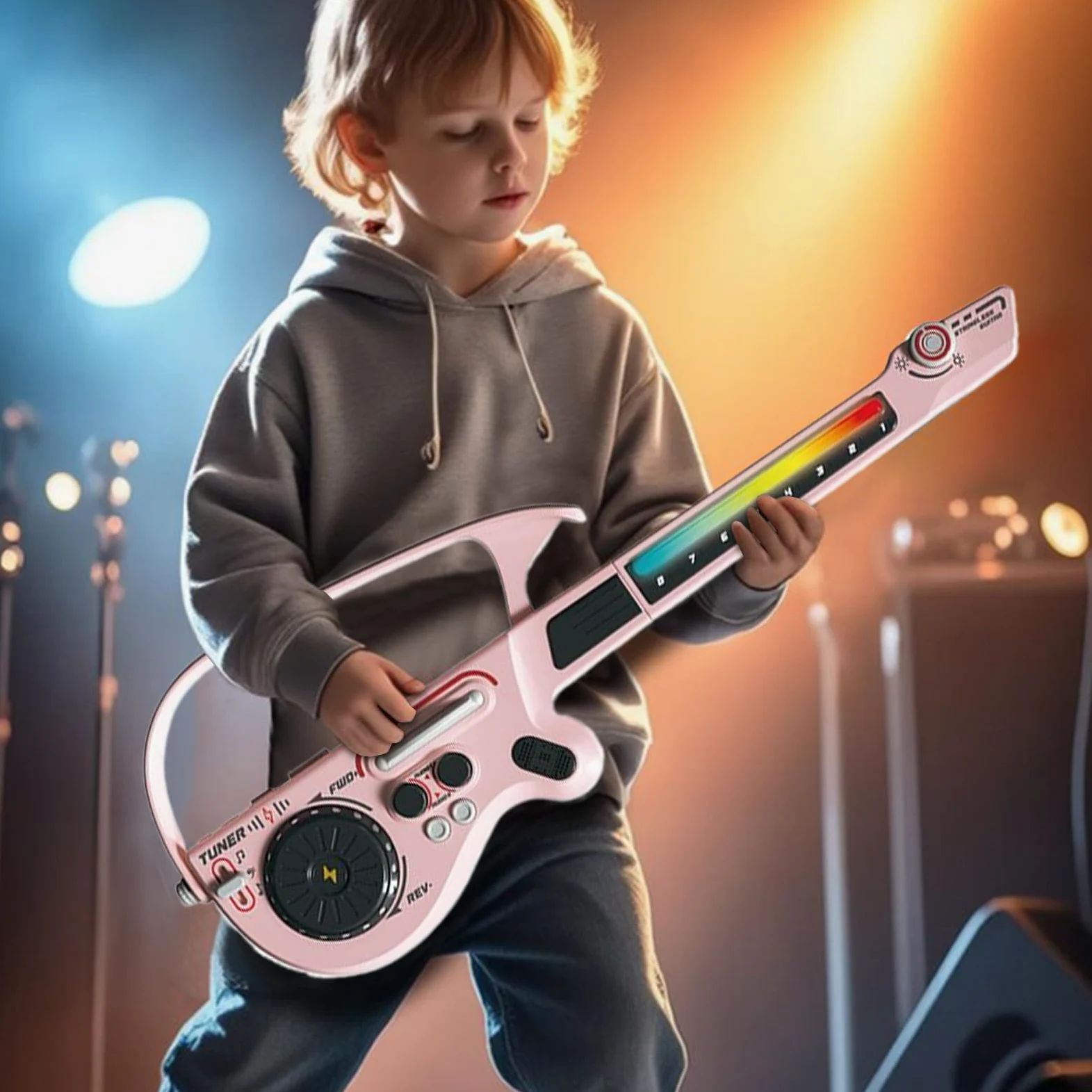 Chitarra Elettrica Per Ragazzi Giocattolo Educativo Senza Corde e Wireless | Giocattoli Per Musica Basso Realistici Per Ragazzi Ragazze Principianti Pratica Casa Viaggio Regalo Compleanno Natale