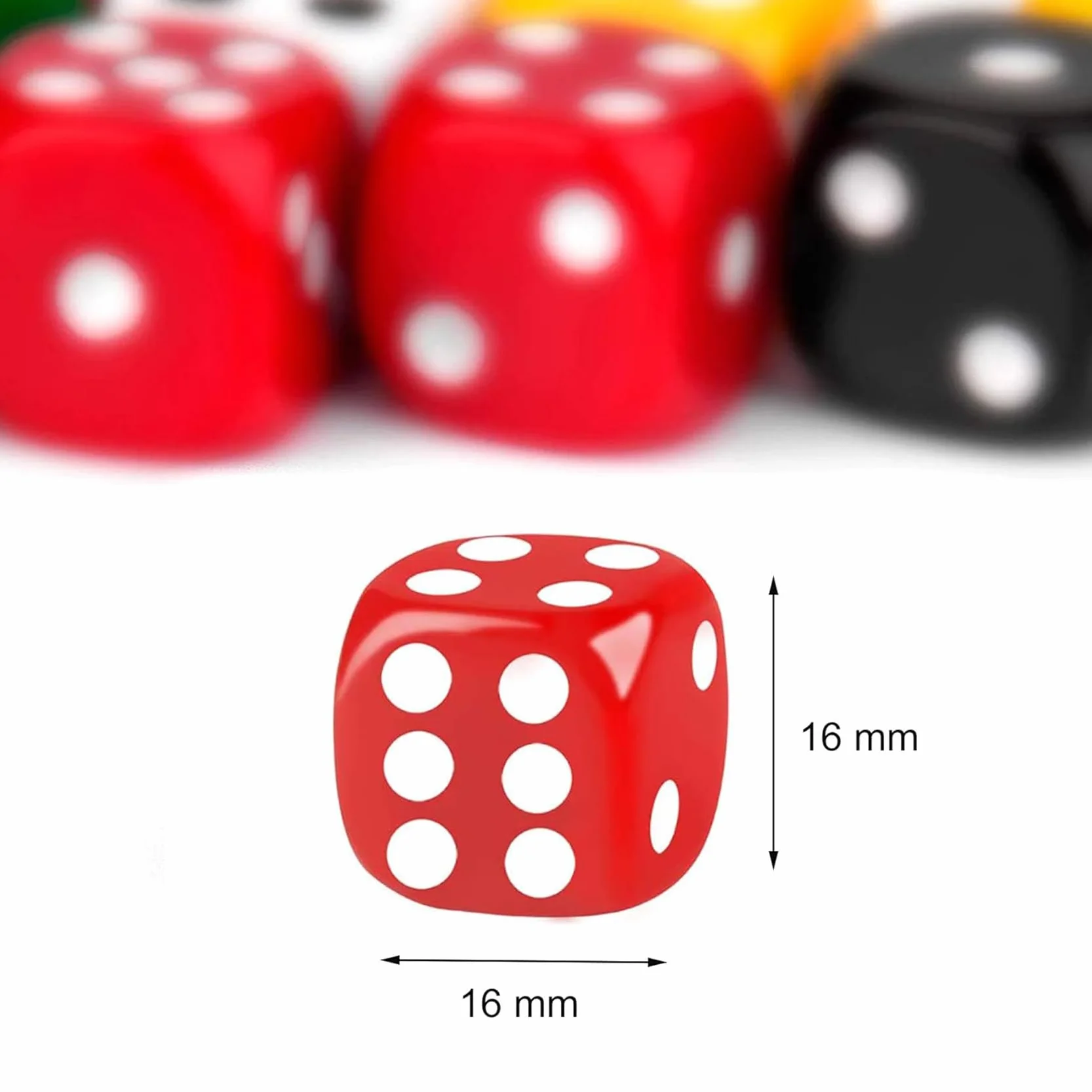 10 Pezzi Dadi, 6 Facce 16mm Dadi da Gioco per Tenzi, Farkle, Bar, KTV, Yahtzee, Bunco or Insegnare i Matematici, 10 Colori