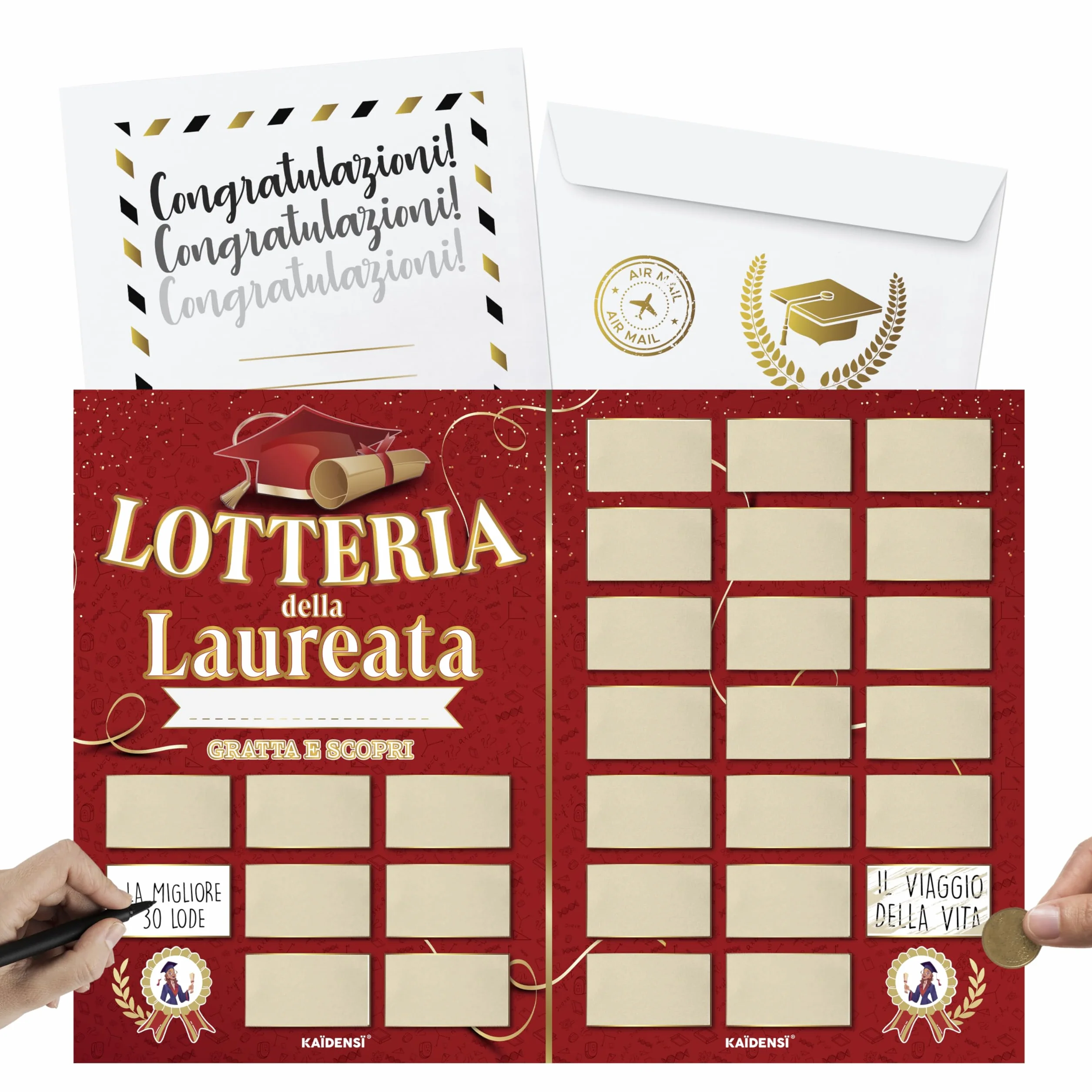 KAÏDENSÏ Regalo Laurea Donna - Gioco Gratta e Vinci Personalizzato - Scherzi Regali Divertenti