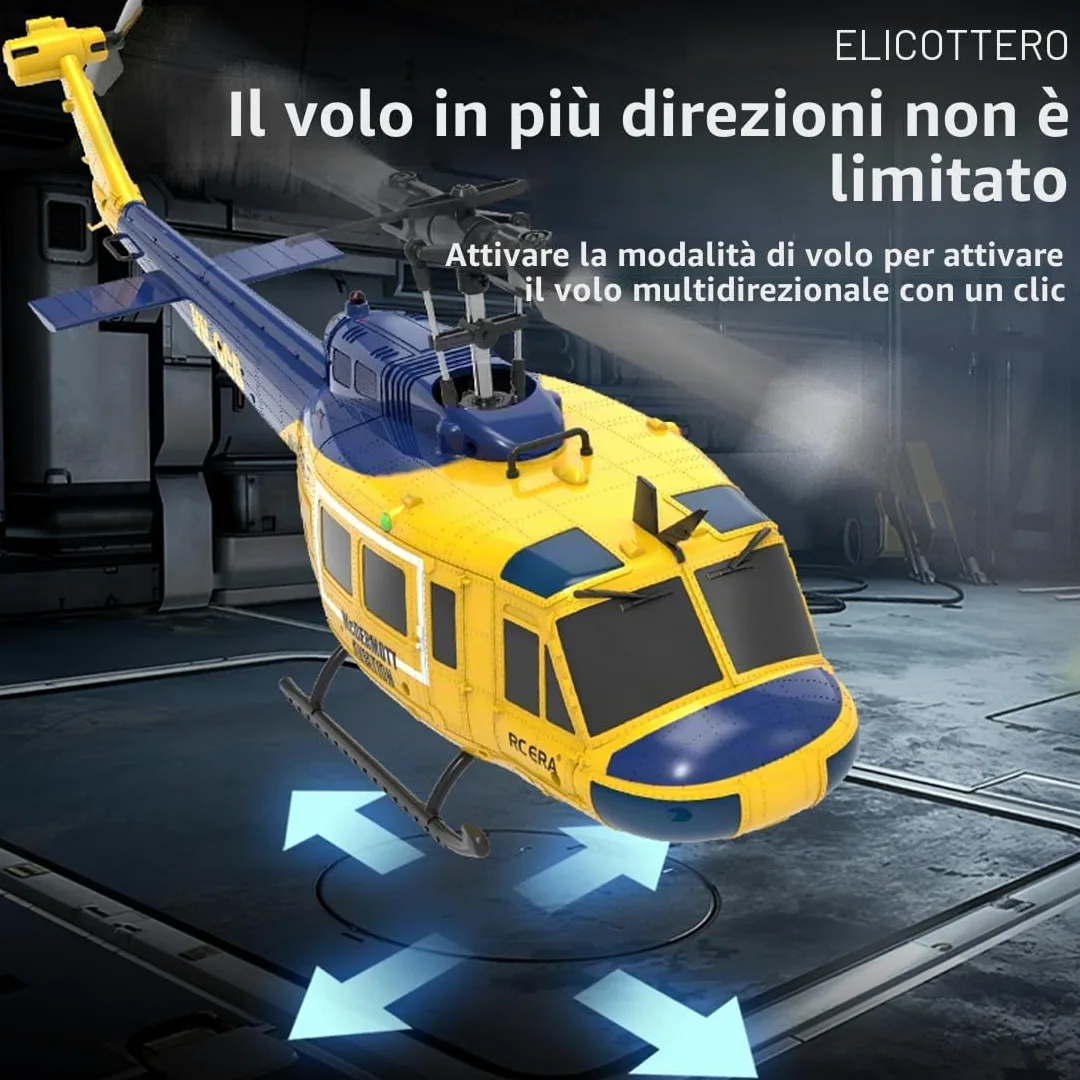 NULA RC ERA C032 UH-1 Huey RC elicottero, scala 1/48 6CH, 2,4G 6 assi giroscopio aereo militare telecomandato con ritiro 3D altezza per adulti principianti (RTF/4 batteria)
