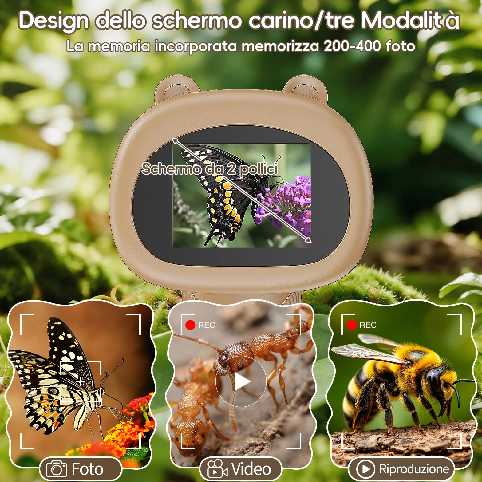 Microscopio Bambini Portable Zoom 1000X - Microscopio Digitale Mini Ricaricabile, Microscopi con Definizione 8 Luci LED Regolabili, Bambini Giocattolo Educativo, Regalo di Natale(Marrone)