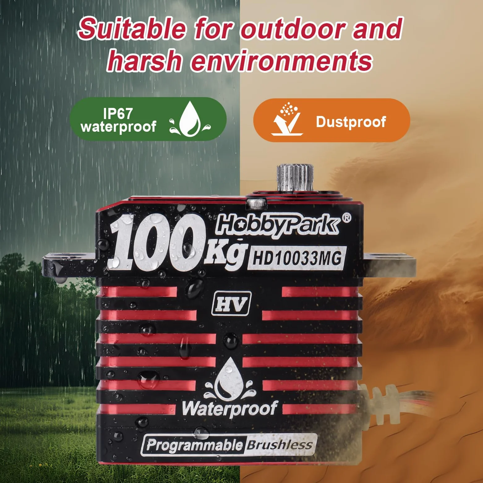 HobbyPark Servo impermeabile 16.8V Servo 16.8V Servo ad alta coppia Motore Brushless Motore Full Metal Gear RC Servo Programmabile per 1/8 1/10 RC Crawler Truck RC Auto Buggy Angolo di controllo