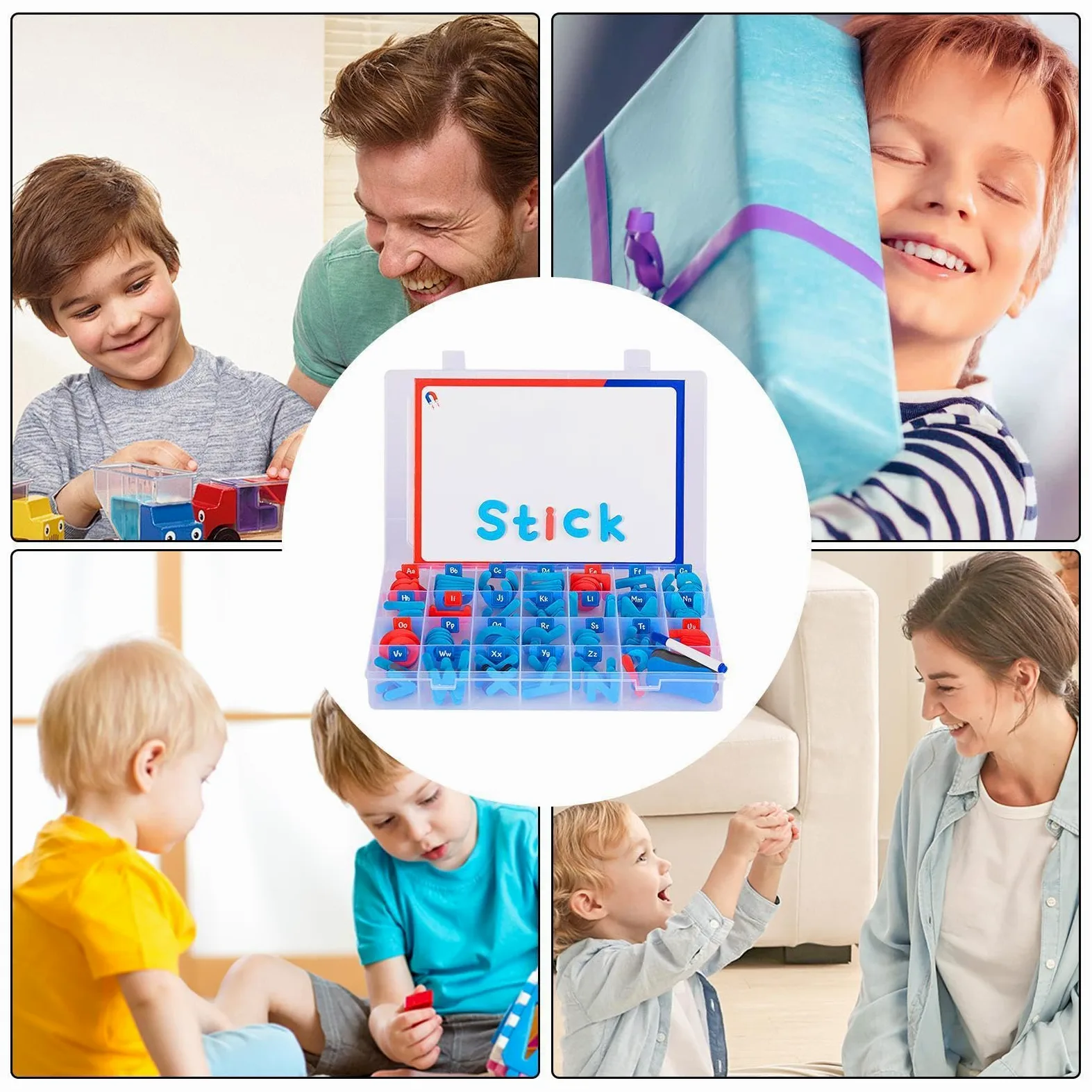 Set di lettere magnetiche colorate per ragazzi | Kit di lettere dell'alfabeto magnetiche con lavagna magnetica su entrambi i lati, per ragazzi e ragazze