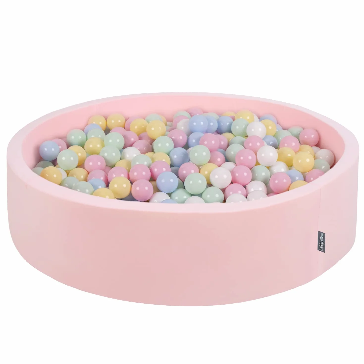 KiddyMoon Piscina Di Palline 120X30cm/1000 Palline Colorate Grande Tondo Per Bambini, Fabbricato In EU, Rosa:Blu Pastello/Giallo Pastello/Bianco/Menta/Rosa Chiaro