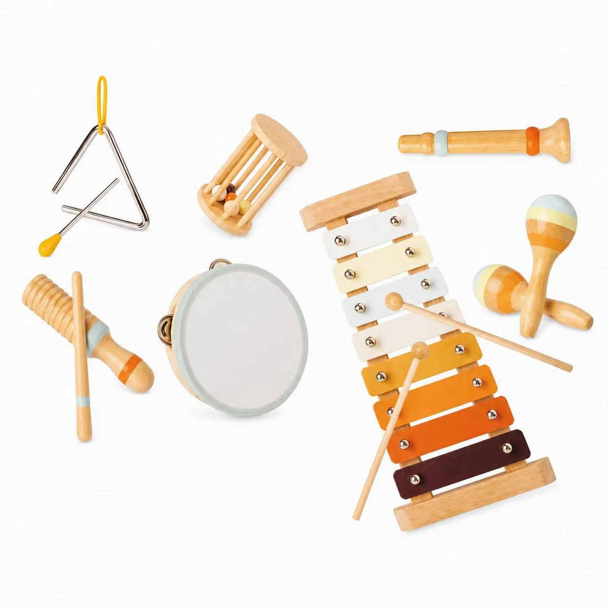 Set Strumenti Musicali Giocattolo Legno | legno, per bambini 4-6 anni, certificato 3C, metallo, plastica, tessuto, per l'esplorazione, per prescolari