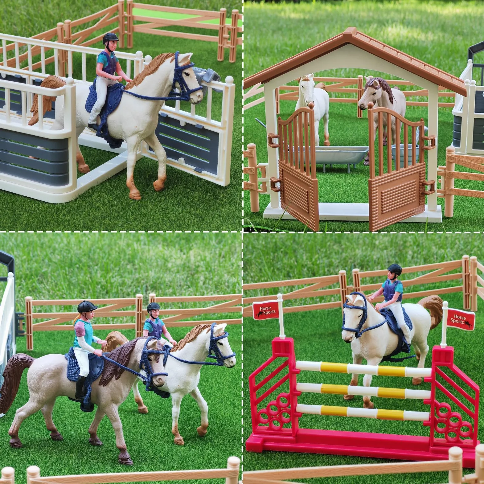 Tacobear Cavallo Giocattolo Horse Cavallo Paddock con Cancello Stabile Ostacoli Recinto Giocattoli per Cavalli Animali Fattoria Collezionisti Regalo Bambina Bambini Ragazzi 3 4 5 6 7 8 9 10 anni