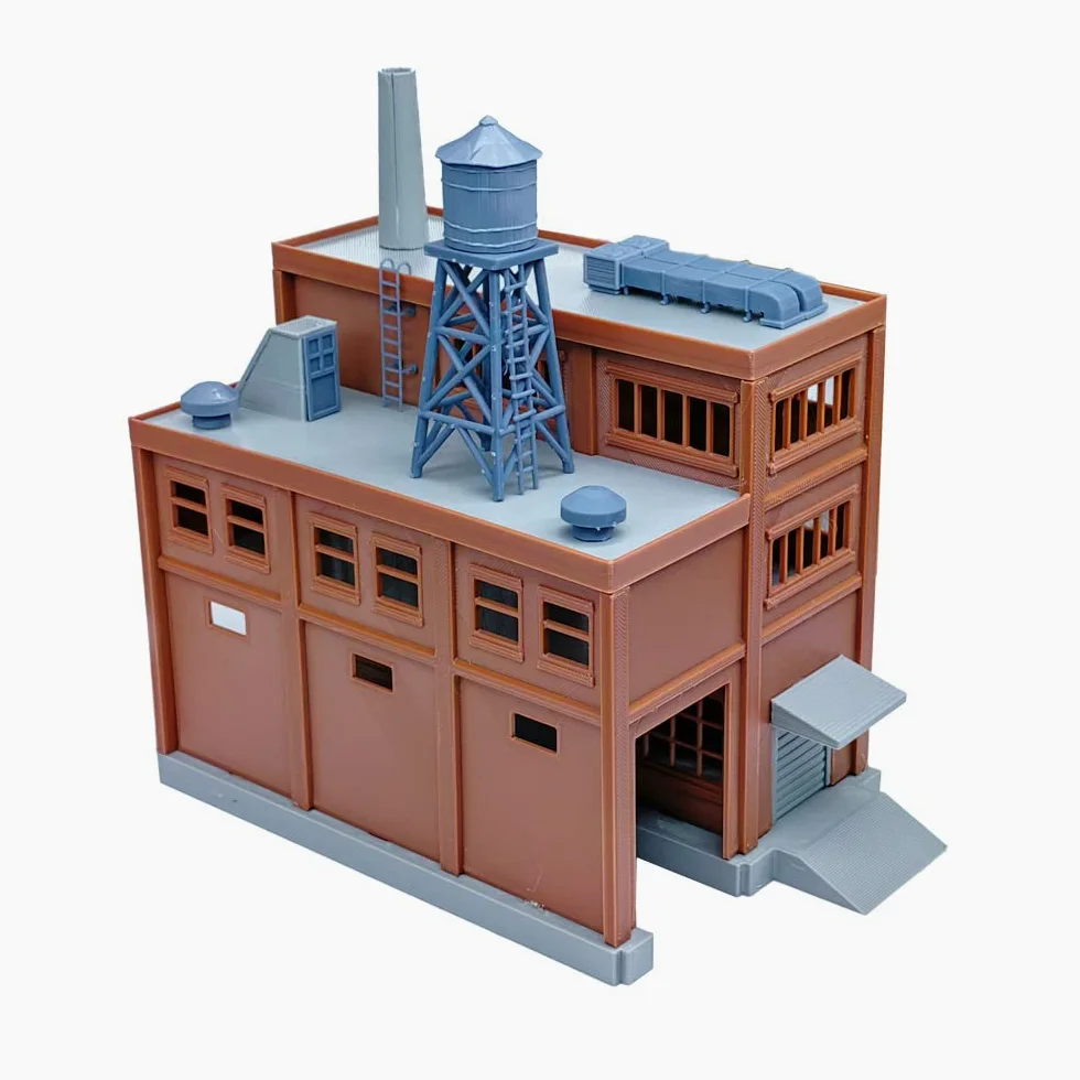 Outland Models Grande fabbrica di layout della ferrovia con il bacino di carico interno scala 1:87 HO