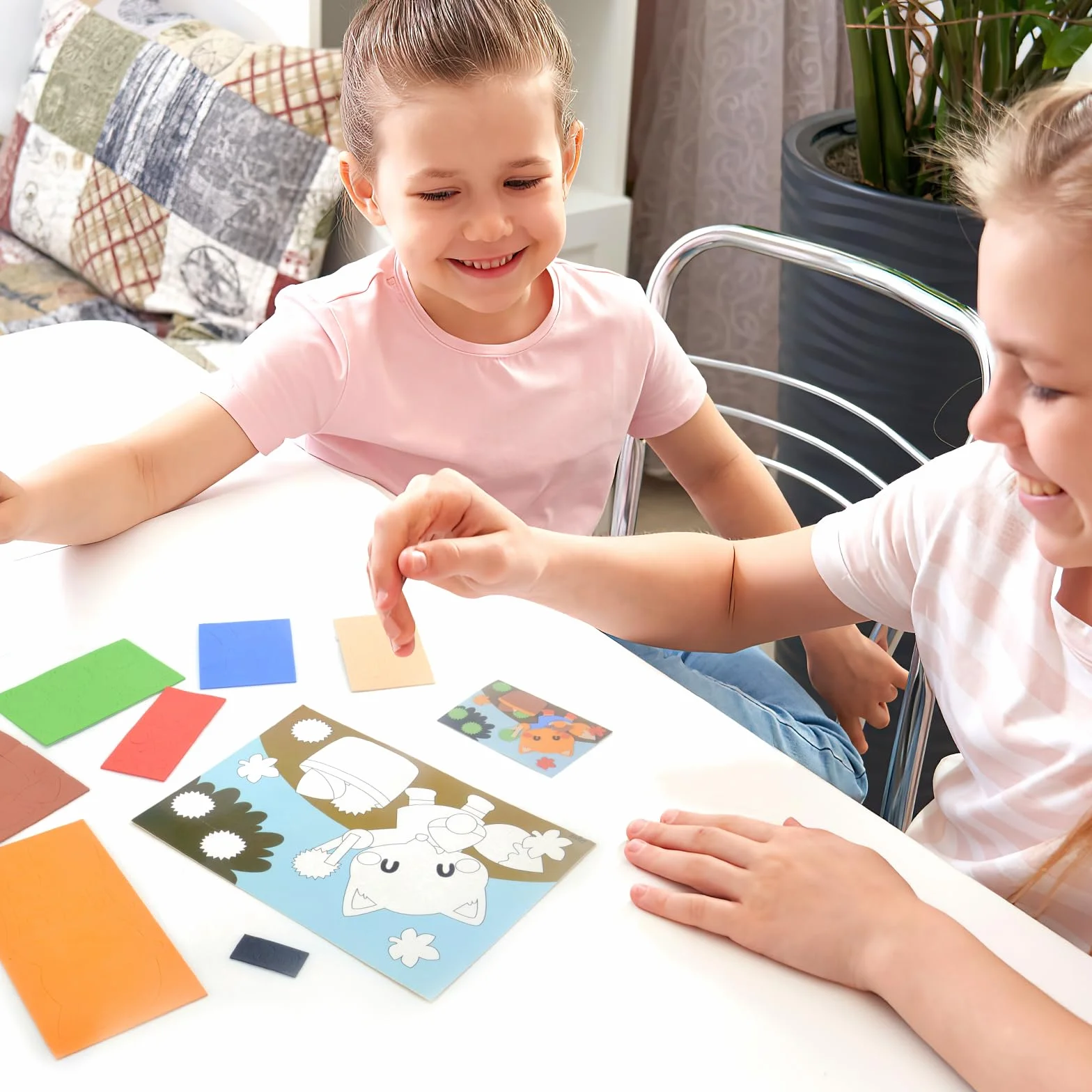 TNSLAND 12 Pezzi Mosaico Fai Da Te Animali Terrestri per Bambini, Artigianato Creativo, Adesivi 3D Fatti a Mano in Schiuma Dei Cartoni Animati (B)