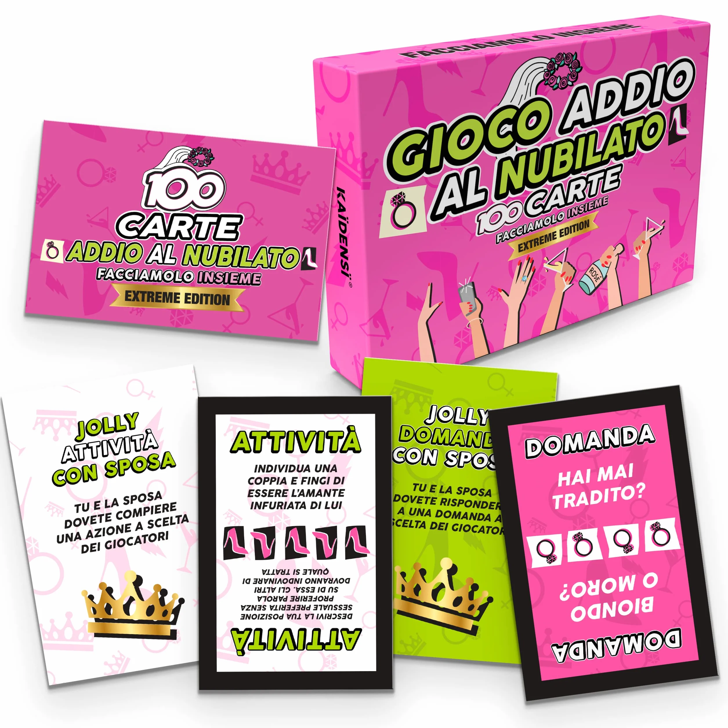 KAÏDENSÏ Giochi Addio al Nubilato - 100 Carte da Gioco Team Bride - Addio al Nubilato Gadget Sposa - Kit Accessori Divertenti per Futura Sposa e Amiche