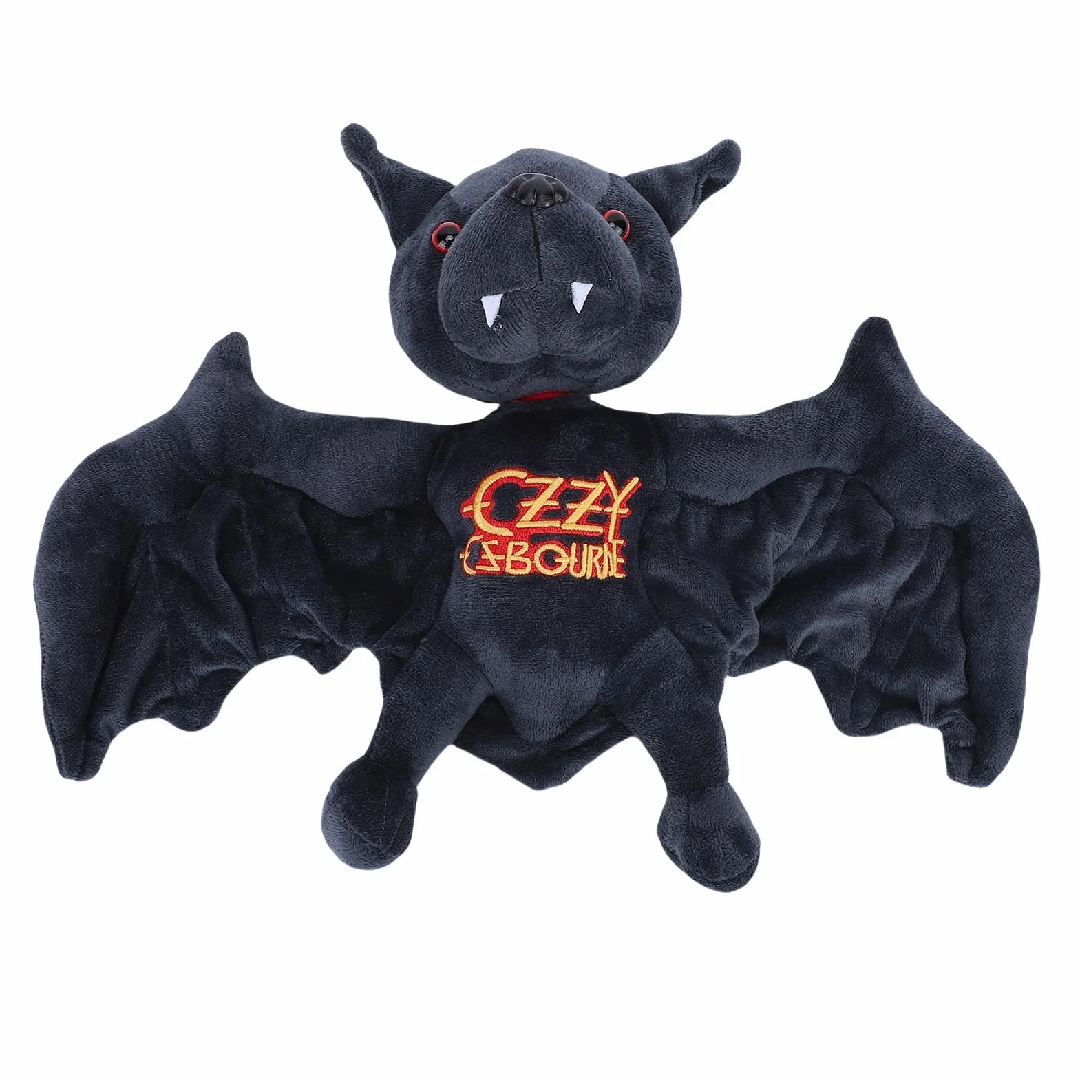 Pipistrello Nero Peluche Pipistrello da Collezione Bambola di Peluche Morbido Carino Farcito con Ricamo in Oro per Fan della Musica Rock (Magnetica)